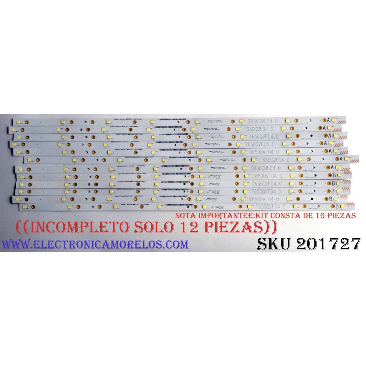 KIT DE LEDS PARA TV ORIGINAL 8 PIEZAS / NUMERO DE PARTE HXLB22118 / HD550H3U61-T0L9K4+2023041701+LL-HXLB22118 / 230711LQ / 1308093 / 3HUC