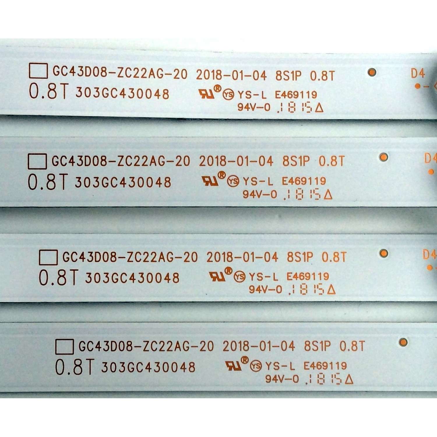 KIT DE LED'S PARA TV (4 PIEZAS) / SAMSUNG 303GC430048 / GC430M16 / GC43D08-ZC22AG-20 PANEL BOEI430WQ1 / MODELO UN43NU6950FXZA BZ01 - Imagen 2