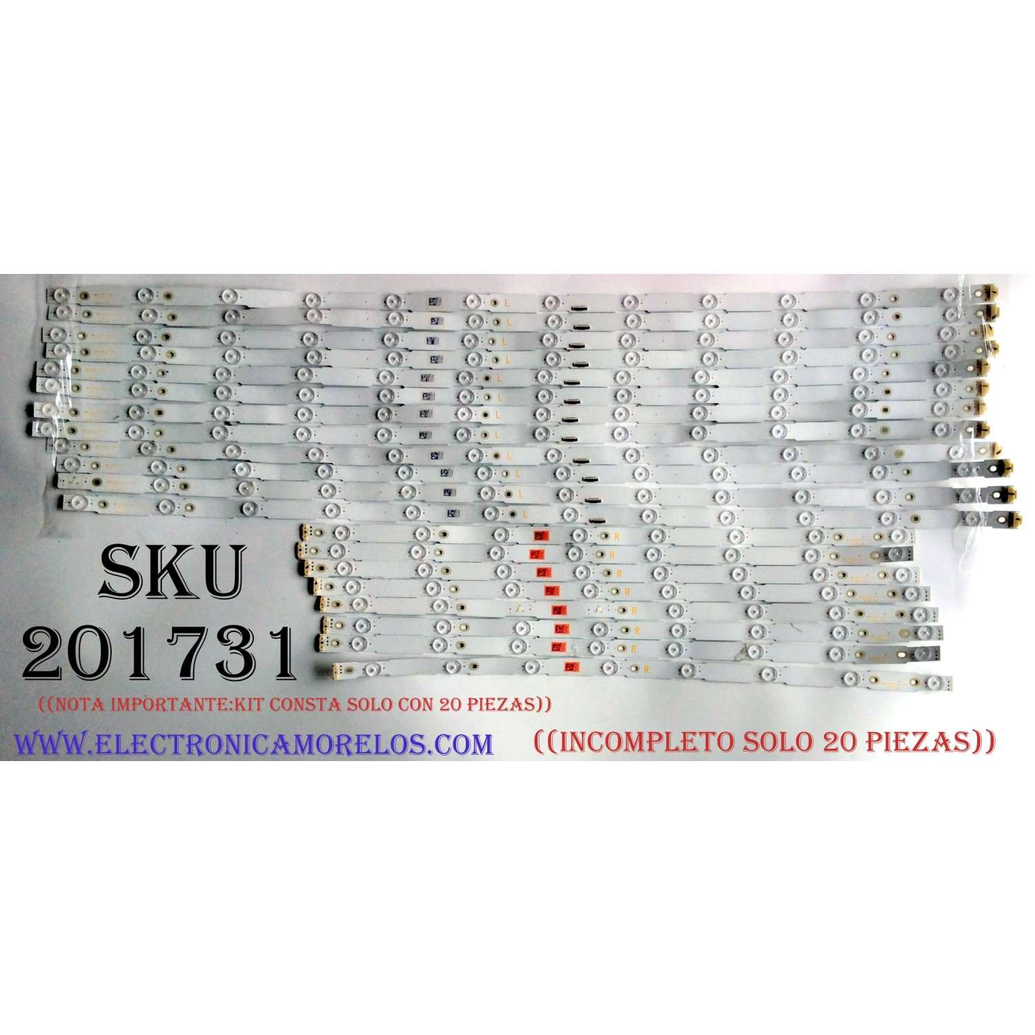 KIT DE LED'S PARA TV ((INCOMPLETO SOLO 20 PIEZAS)) / LB75018 / LB75018 V0_01 / JX75T09006 / 3HDV2HDV2 / PANEL´S T750QVF05.2 / YD8F007DND01B / MODELO XBR-75X900F