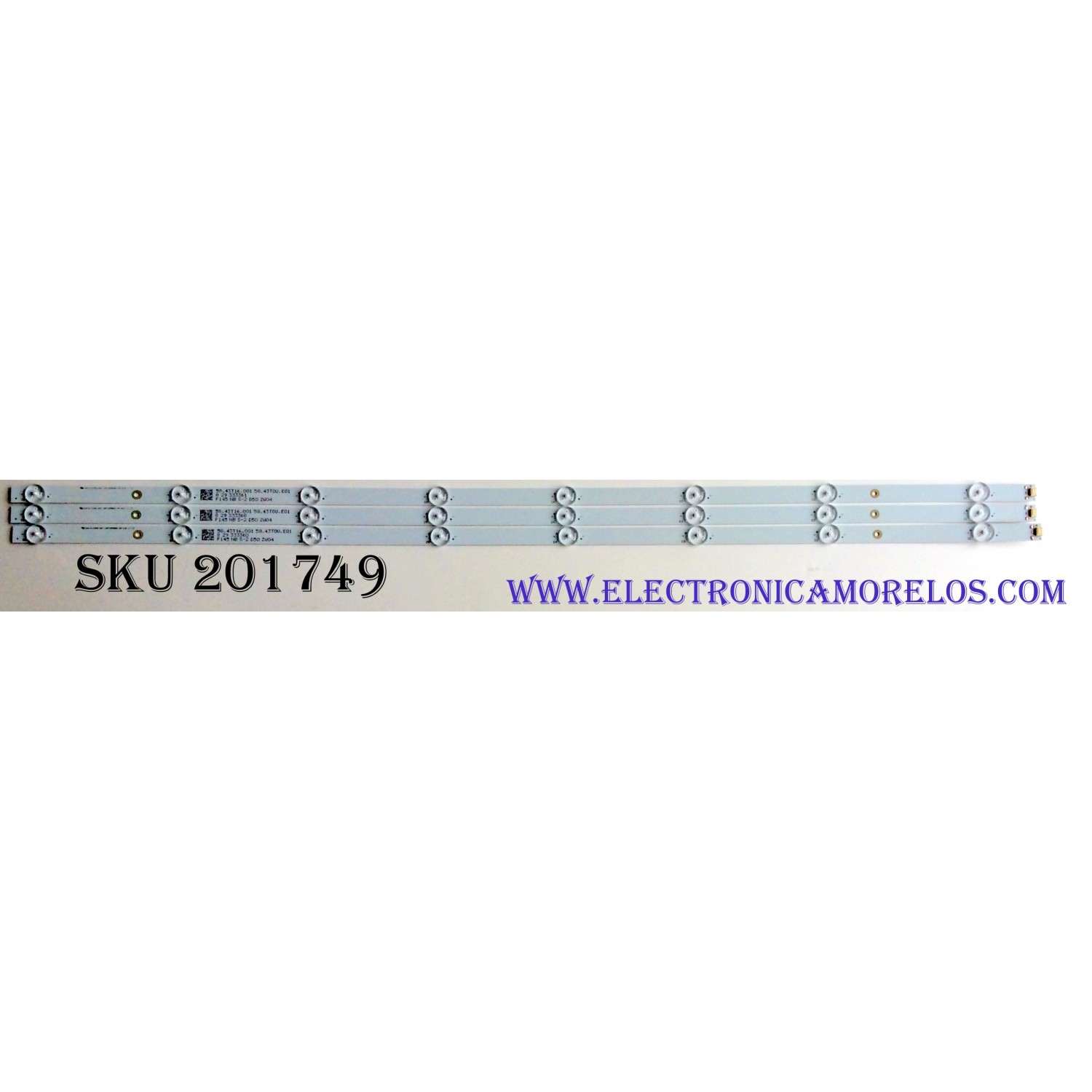 KIT DE LED'S PARA TV (3 PIEZAS) / SAMSUNG 58.43T16.001 / LBM430M0801-DM-3(0) / 58.43T0U.E01 / PANEL T430QN03.5 / MODELO UN43NU6900FXZA AZ02