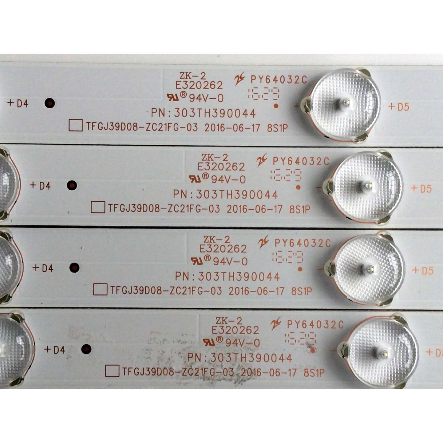 KIT DE LED'S PARA TV (4 PIEZAS) / ELEMENT 303TH390044 / TFGJ39D08-ZC21FG-03 / 125-130/2.9-3.0 / PANEL T390-DXB (P) -DLED / MODELO ELEFW3916 - Imagen 4