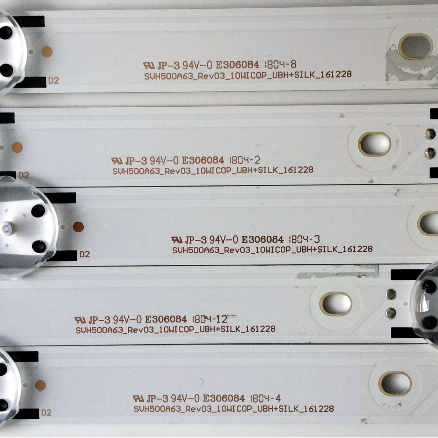 KIT DE LED'S PARA TV (5 PIEZAS) / HISENSE SVH500A63_REV03_10WIC0P_UBH+SILK_161228 / 1177748 / E306084 / PANEL HD500K3U53\S1\BBY\GM\ROHS / MODELO 50R7050E - Imagen 3
