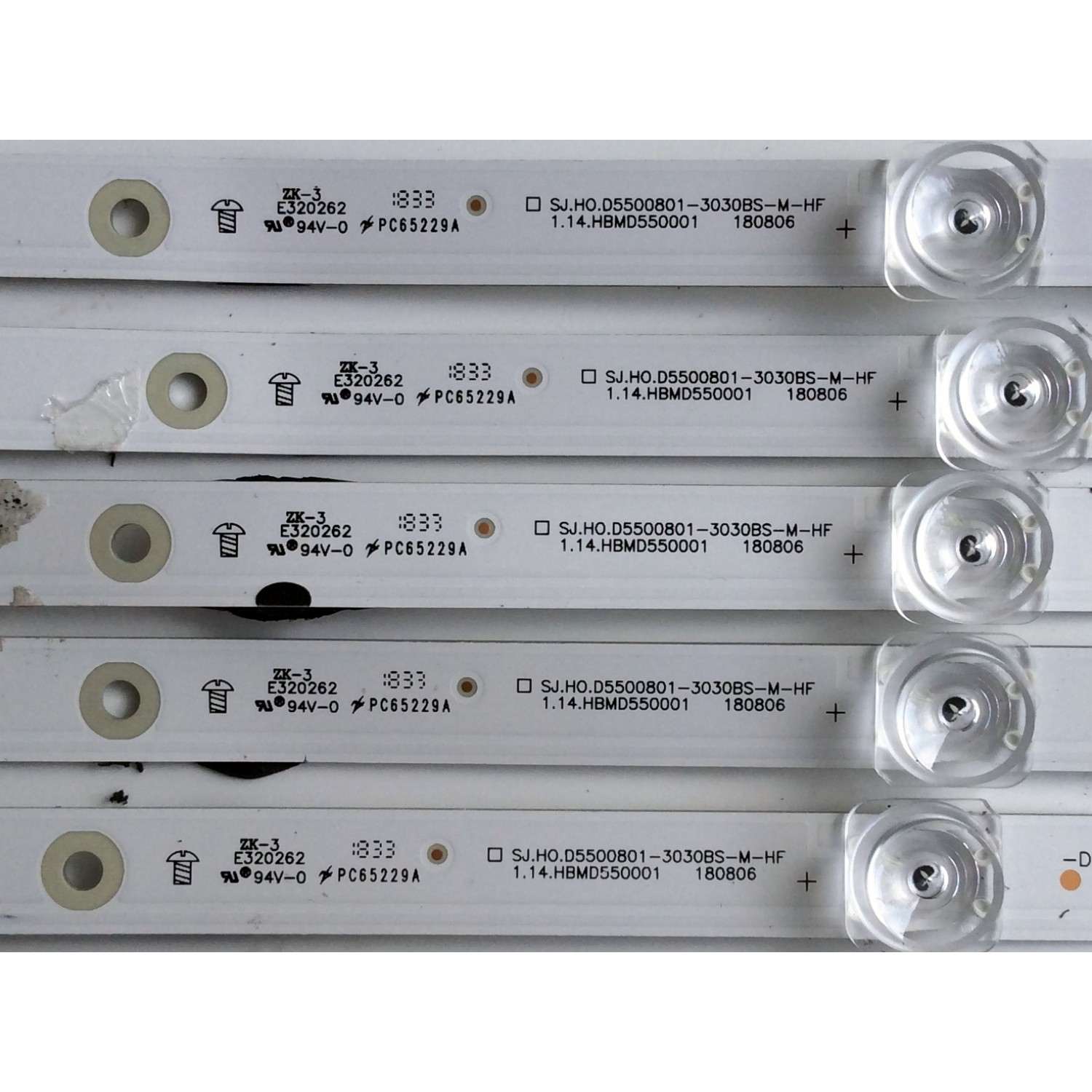 KIT DE LED' PARA TV (5 PIEZAS) / HISENSE SJ.HO.D5500801-3030BS-M-HF / 1.14.HBMD550001 / PANEL HD550S1U31-TXL2\S0\GM\ROH / MODELO LC-55Q7530U - Imagen 2