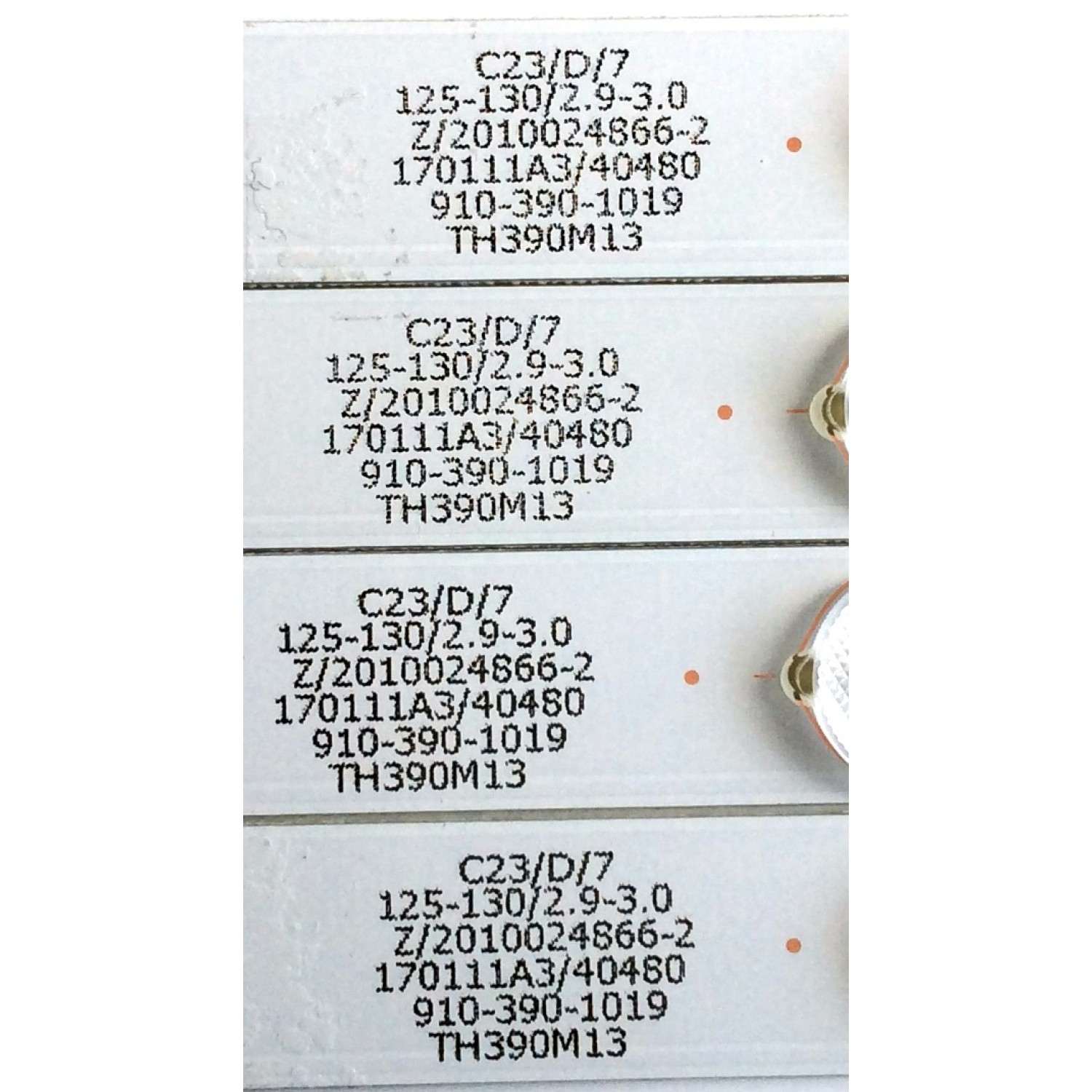 KIT DE LED'S PARA TV (4 PIEZAS) / ELEMENT 303TH390044 / 303TH390042 / PY64034 / E320262 / TFGJ39D08-ZC21FG-03 / 910-390-1019 / 910-390-1017 / TH390M13 / TH390M11 / PANEL'S T390-DXB-DLED / LC390TA2A MODELO ELEFW3916 - Imagen 2