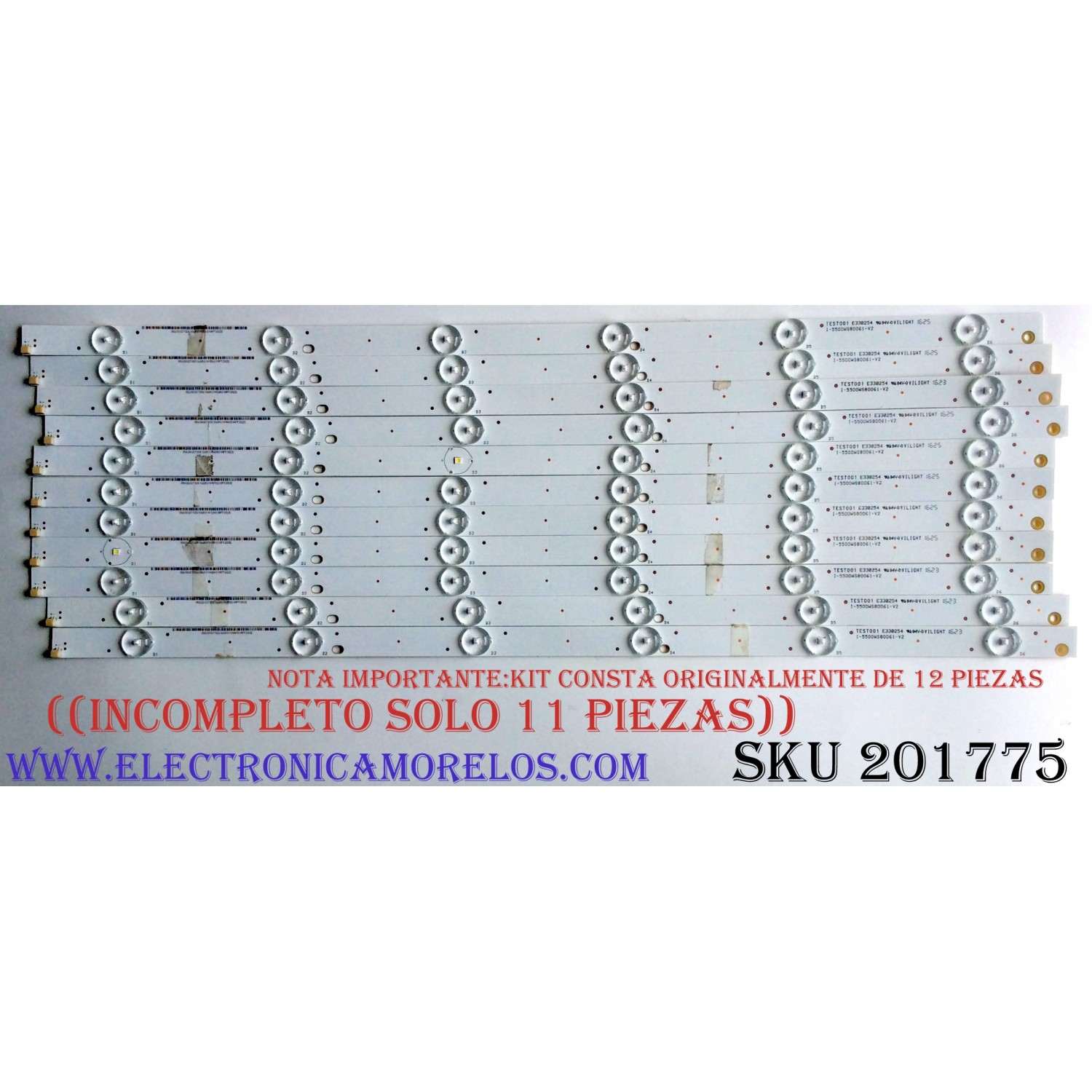 KIT DE LED'S PARA TV VIZIO ( 12 PZ ) / NUMERO DE PARTE I-5500WS80061-V2 / 5638027026166 / TEST001 E330254 / PANEL T550HVN08.5 / MODELO  DN55-E2