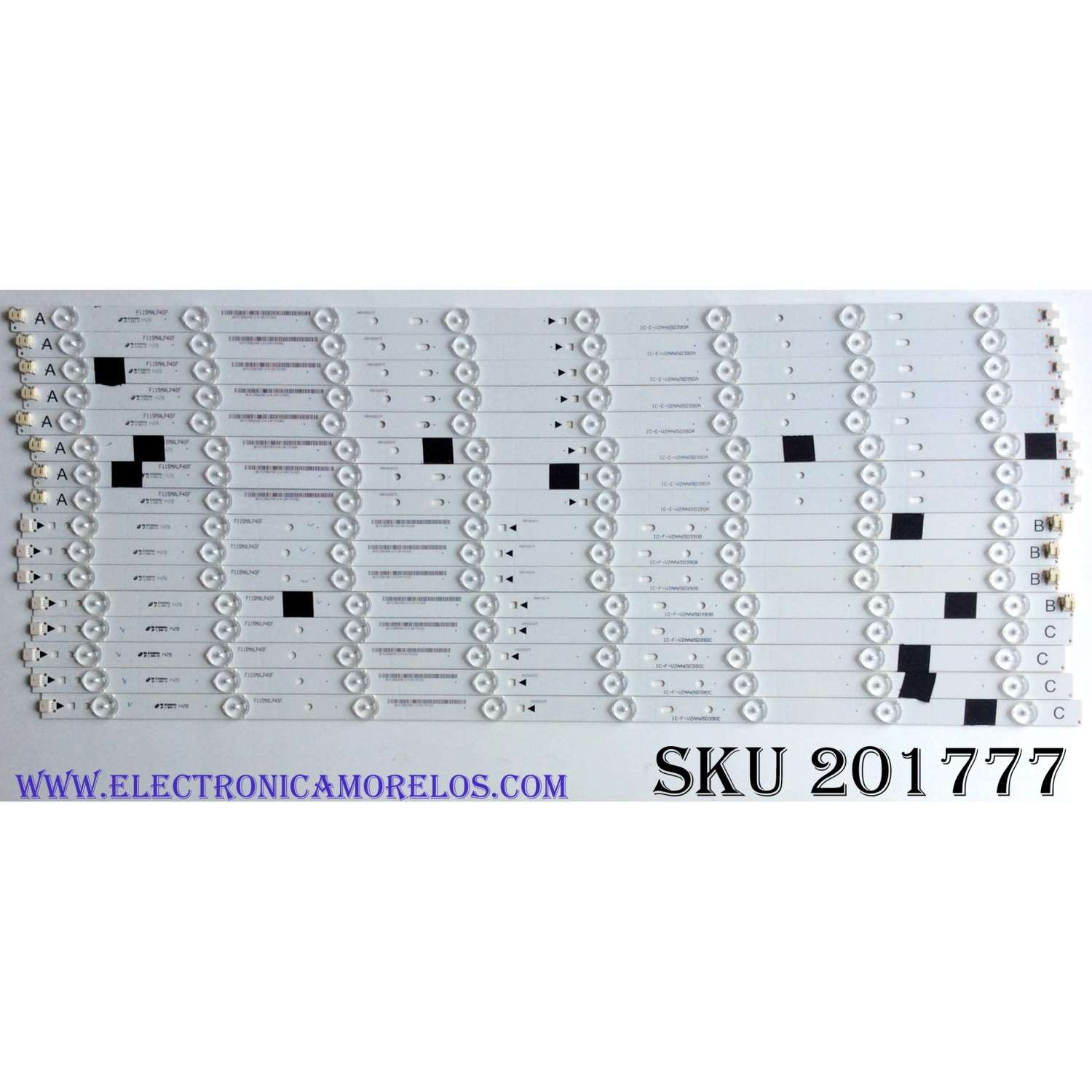 KIT DE LED'S PARA TV (16 PIEZAS) / JVC IC-E-VZAA65D390A / IC-F-VZAA65D390B / IC-F-VZAA65D390C / 098101022173 / 098101022174 / 098101022175 / F115MALP40F / E306084 / MODELO EM65FTR
