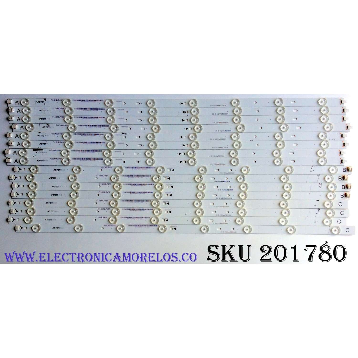 KIT DE LED'S PARA TV (16 PIEZAS) / JVC IC-C-VZAA65D390A / IC-D-VZAA65D390B / IC-D-VZAA65D390C / 098101022173 / 098101022174 / 098101022175 / PANEL T650HVN05.0XR-2 /  MODELO EM65FTR