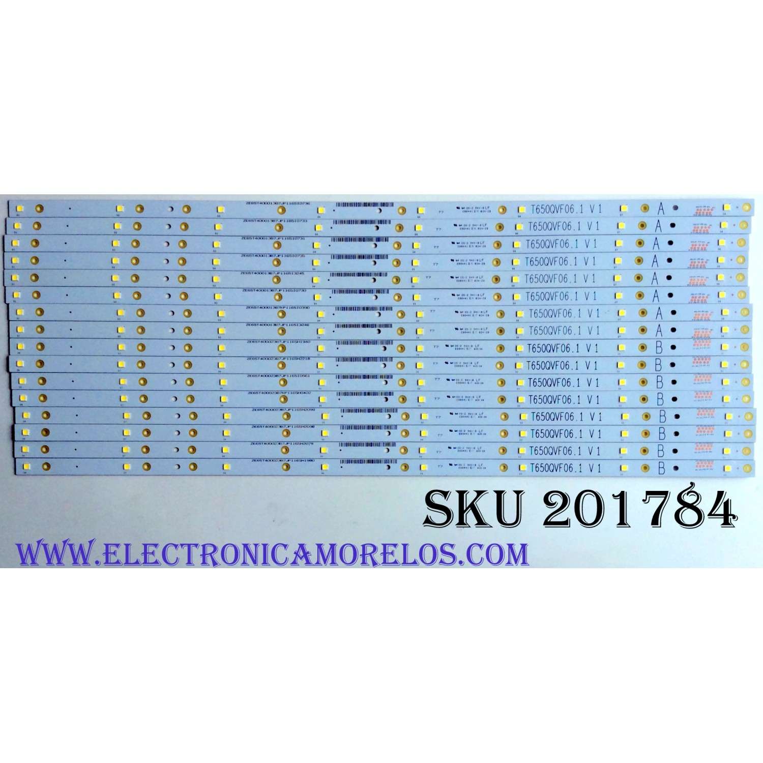 KIT DE LED'S PARA TV (16 PIEZAS) / T650QVF06.1 V1 / E88441 / ZE65T400023C7 / PANEL T650QVF06 / MODELO P65-C1