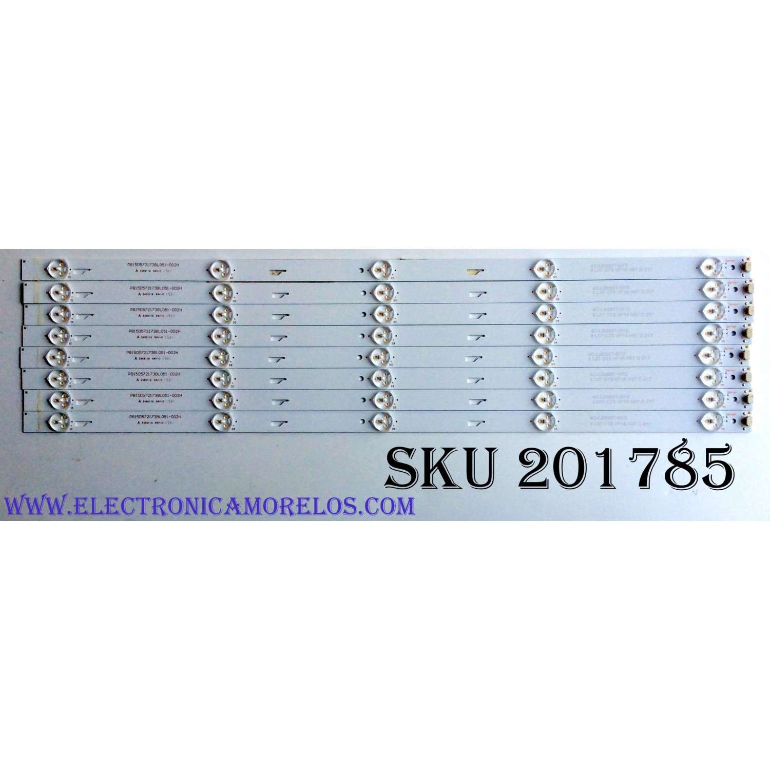 KIT DE LED'S PARA TV (8 PIEZAS) / INSIGNIA 4C-LB550T-GY2 / 3 L07 C73 VF16 N57 D 217 / PB15D572173BL051-002H / PANEL ST5461B05-2 / LVF550CSDX E6 V4 / MODELO NS-55D421NA16