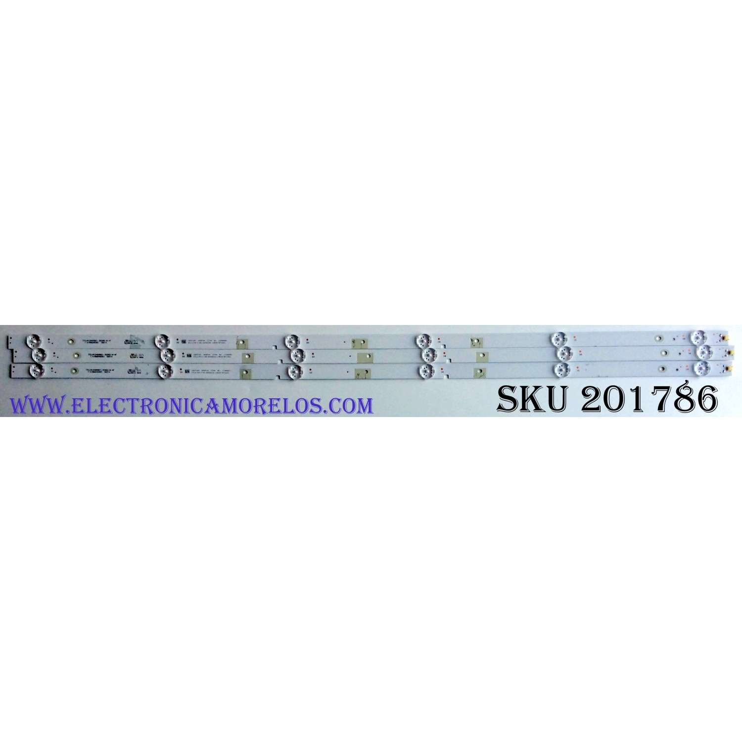 KIT DE LED'S PARA TV (3 PIEZAS) / SHARP SJ.H0.D4000601-3030AS-M-HF / 1.14.HBMD400001 / 180514 / 07L1-F8-1-H0.D400S02-14838-RT1001 / PANEL T390HVN04.0XL / MODELO LC-39LE55IU