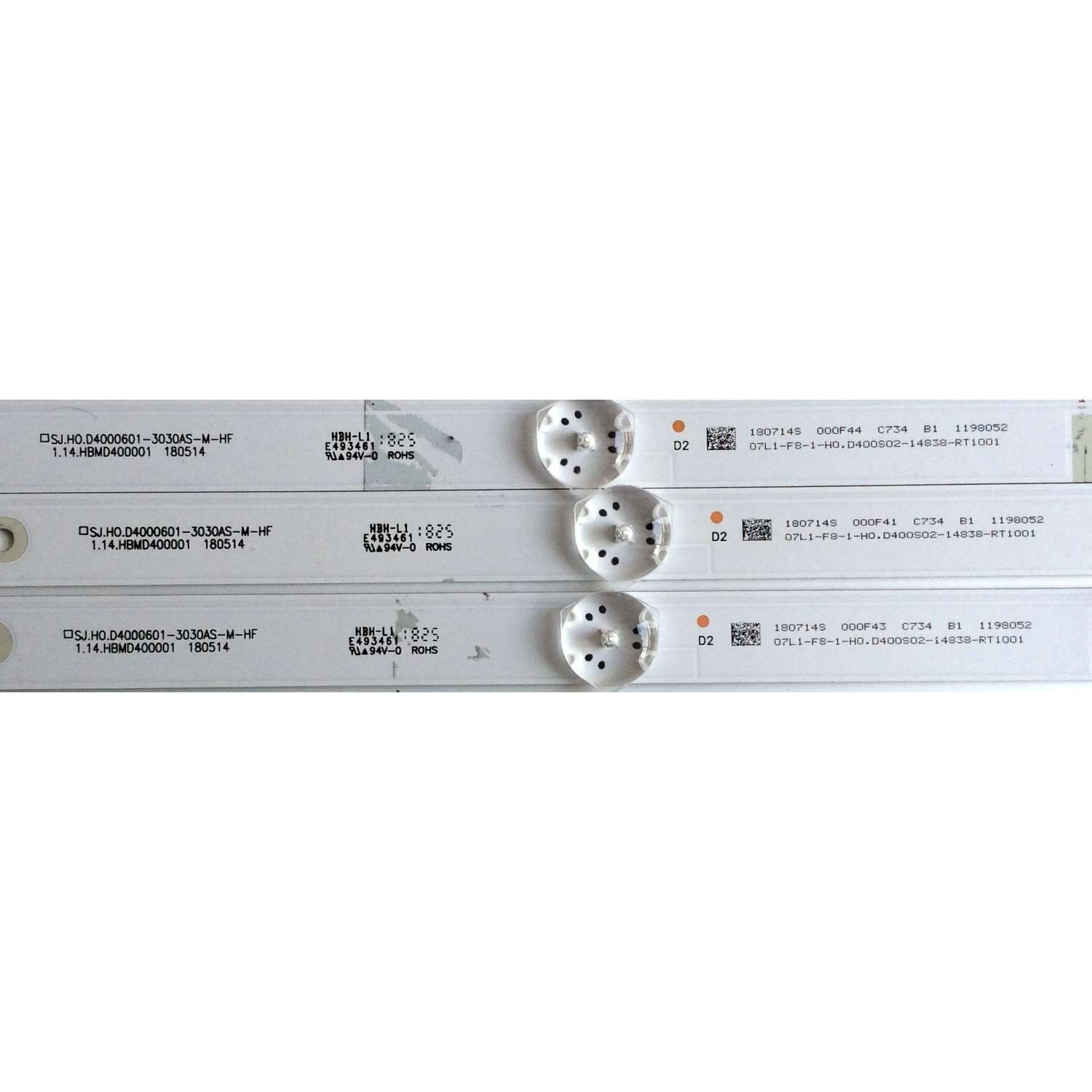 KIT DE LED'S PARA TV (3 PIEZAS) / SHARP SJ.H0.D4000601-3030AS-M-HF / 1.14.HBMD400001 / 180514 / 07L1-F8-1-H0.D400S02-14838-RT1001 / PANEL T390HVN04.0XL / MODELO LC-39LE55IU - Imagen 2