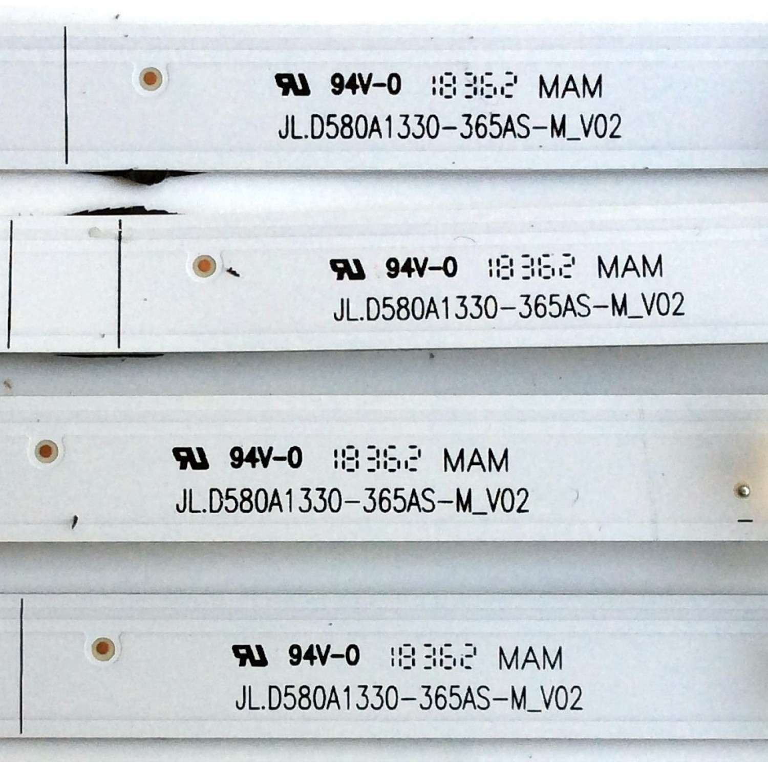 KIT DE LED'S PARA TV ((INCOMPLETO SOLO 4 PIEZAS)) / SHARP JL.D580A1330-365AS-M / 1199904 / JL.D580A1330-365AS-M_V02 / PANEL CV580U2-T01 / MODELOS LC-58Q7330U / LC-58Q620U - Imagen 2