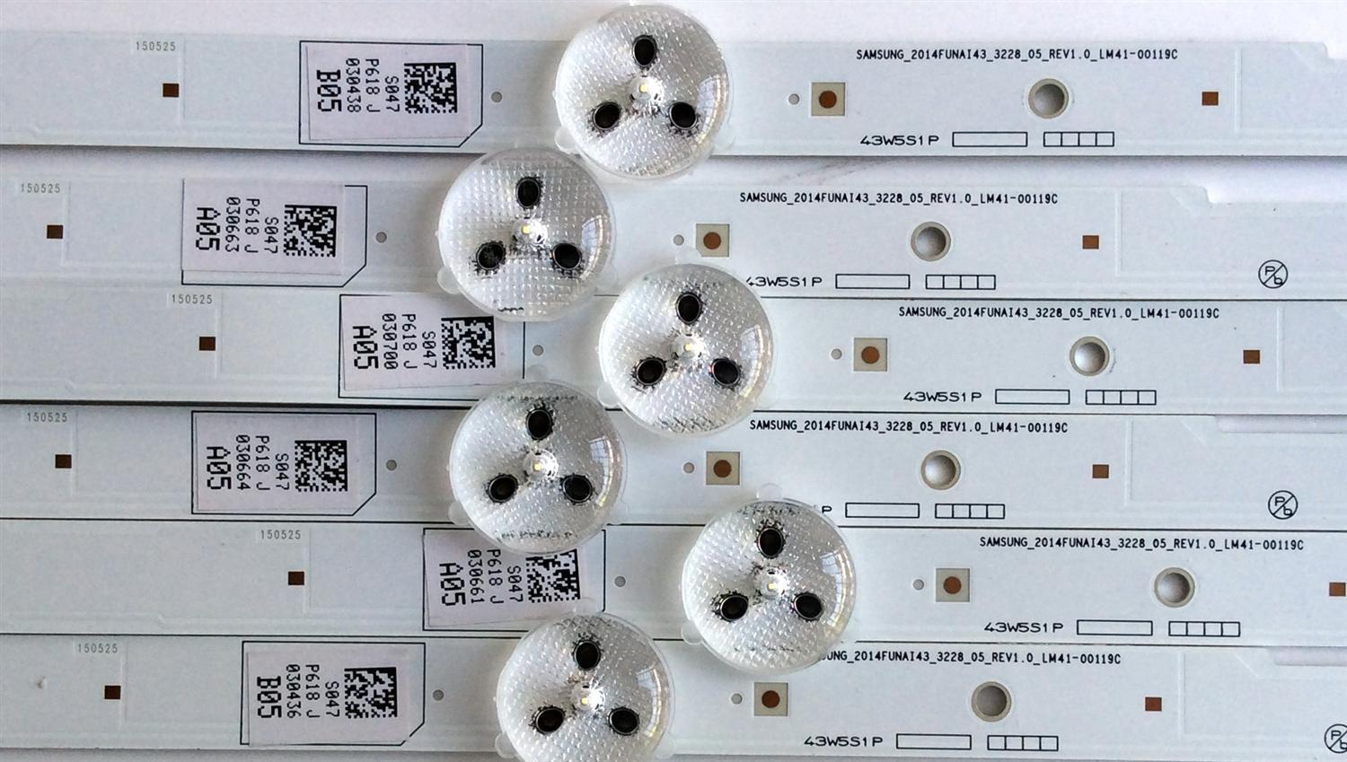 KIT DE LED'S PARA TV (6 PIEZAS) / MAGNAVOX UDULED0SM047 / LM41-00119C / UDULED0SM047 REV.A / E52483 / 150525 / SAMSUNG_2014FUNAI43_3228_05_REV1.0_LM41-00119C / PANEL LC430DUY (SH)(A1) / MODELOS 43ME345V / F7 DS1 / 43ME345V/F7 DS1 / 43MV314X / F7 DS1 - Imagen 3