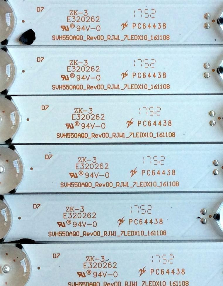 KIT DE LED'S PARA TV (10 PIEZAS) / HISENSE 1179736 / SVH550AQ0 / PC64438 / E320262 / SVH550AQ0_Rev00_RJW1_7LEDX10_161108 / PANEL HD550K3U52\S6\GM\CKD\ROH / MODELO 55H6D - Imagen 3