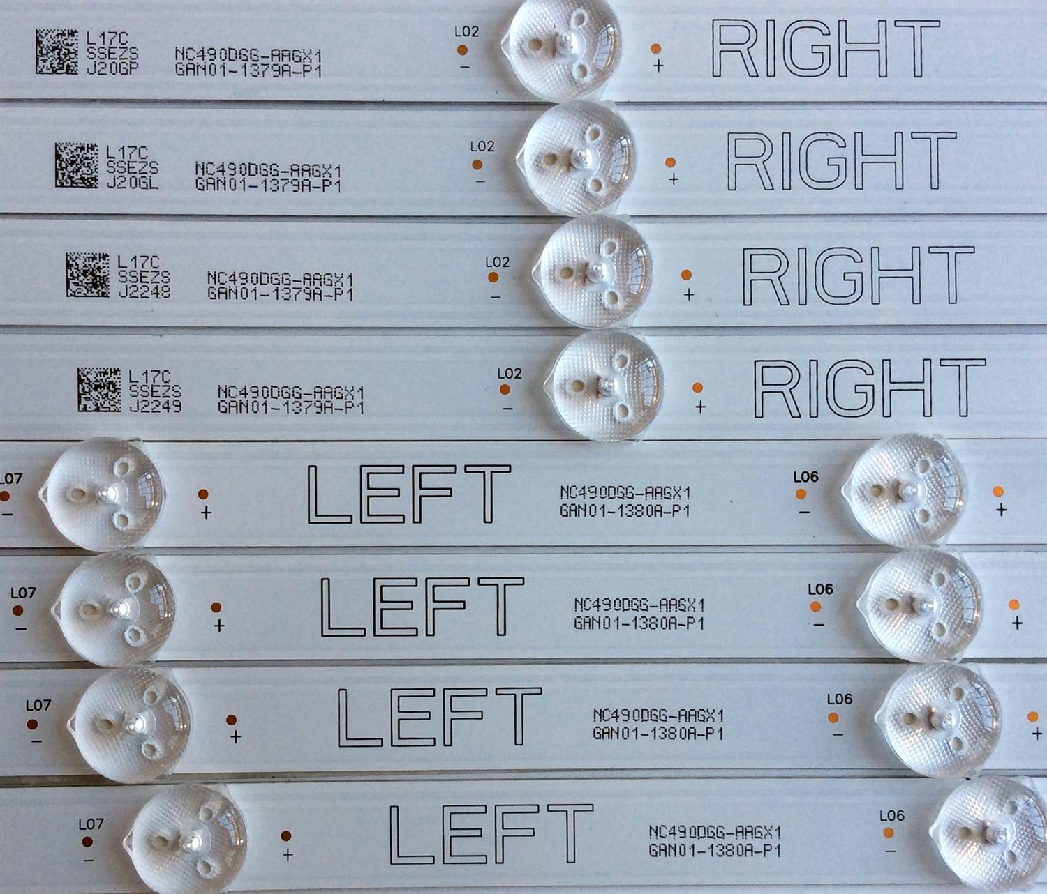 KIT DE LED´S PARA TV LG 8 PIEZAS ORIGINALES / NUMERO DE PARTE NC490DGG-AAGX1 / GAN01-1380A-P1 / GAN01-1379A-P1 / L17C / SSEZS / L17CSSEZS / PANEL NC490DGG / MODELO 49UK6300PUE / 49UK6090PUA / 49UM6900PUA / 49UM6950DUB - Imagen 2