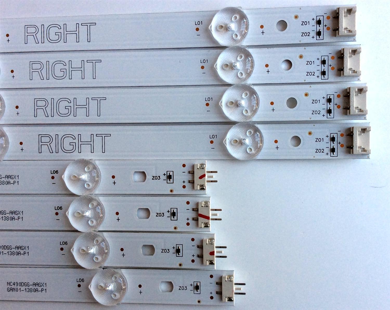 KIT DE LED´S PARA TV LG 8 PIEZAS ORIGINALES / NUMERO DE PARTE NC490DGG-AAGX1 / GAN01-1380A-P1 / GAN01-1379A-P1 / L17C / SSEZS / L17CSSEZS / PANEL NC490DGG / MODELO 49UK6300PUE / 49UK6090PUA / 49UM6900PUA / 49UM6950DUB - Imagen 5