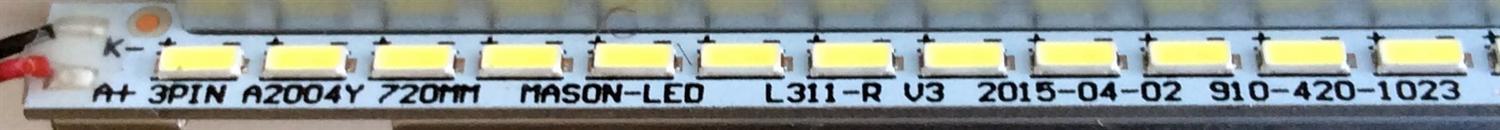 KIT DE LED'S PARA TV (2 PIEZAS) / WESTINGHOUSE 2642DH010 R / 2642DH000 L / E257384 / 910-420-1022 / 910-420-1023 / 3PIN A2004Y 720MM MASON-LED L311-R V3 / A2004Y / L311-R V3 / PANEL T420DK1-QS1-LY1 / MODELOS WE42UC4200 TW-01301-C042M / CLB42B4000S - Imagen 3