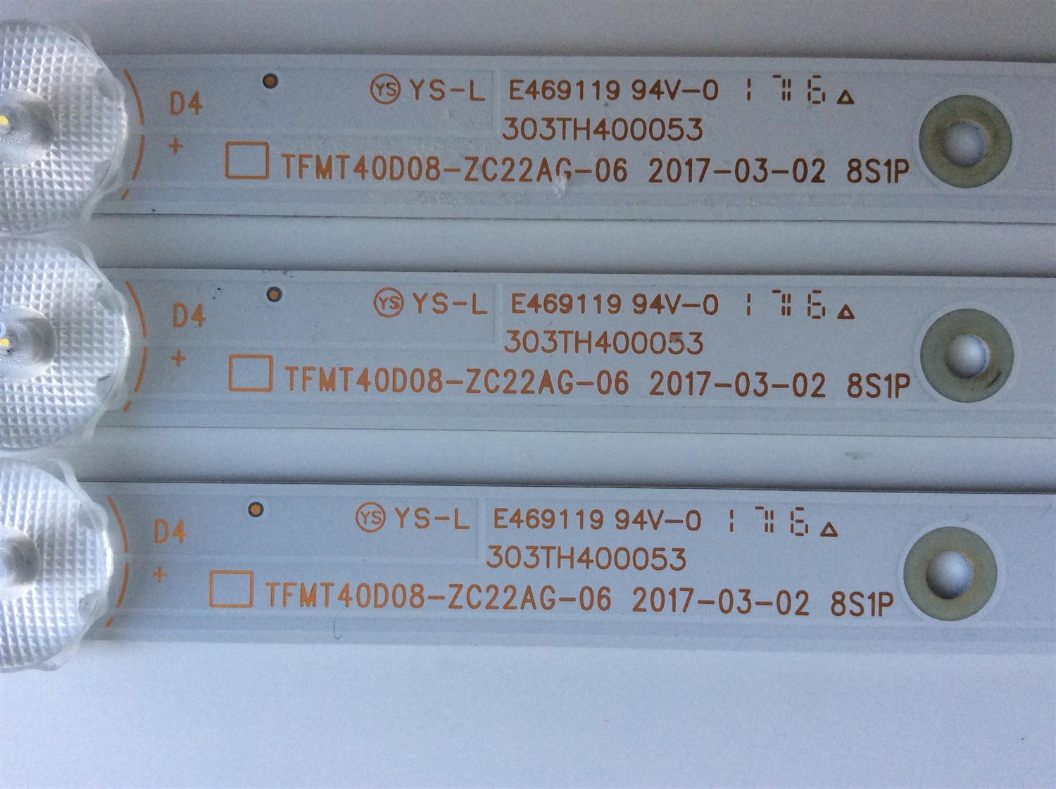 KIT DE LED'S PARA TV (3 PIEZAS) / ELEMENT / 303TH400053 / TFMT40D08-ZC22AG-06 / TH400M29 / PANEL T400-V35-DLED / MODELOS ELF4017 / ELST4017 F7C3M - Imagen 3