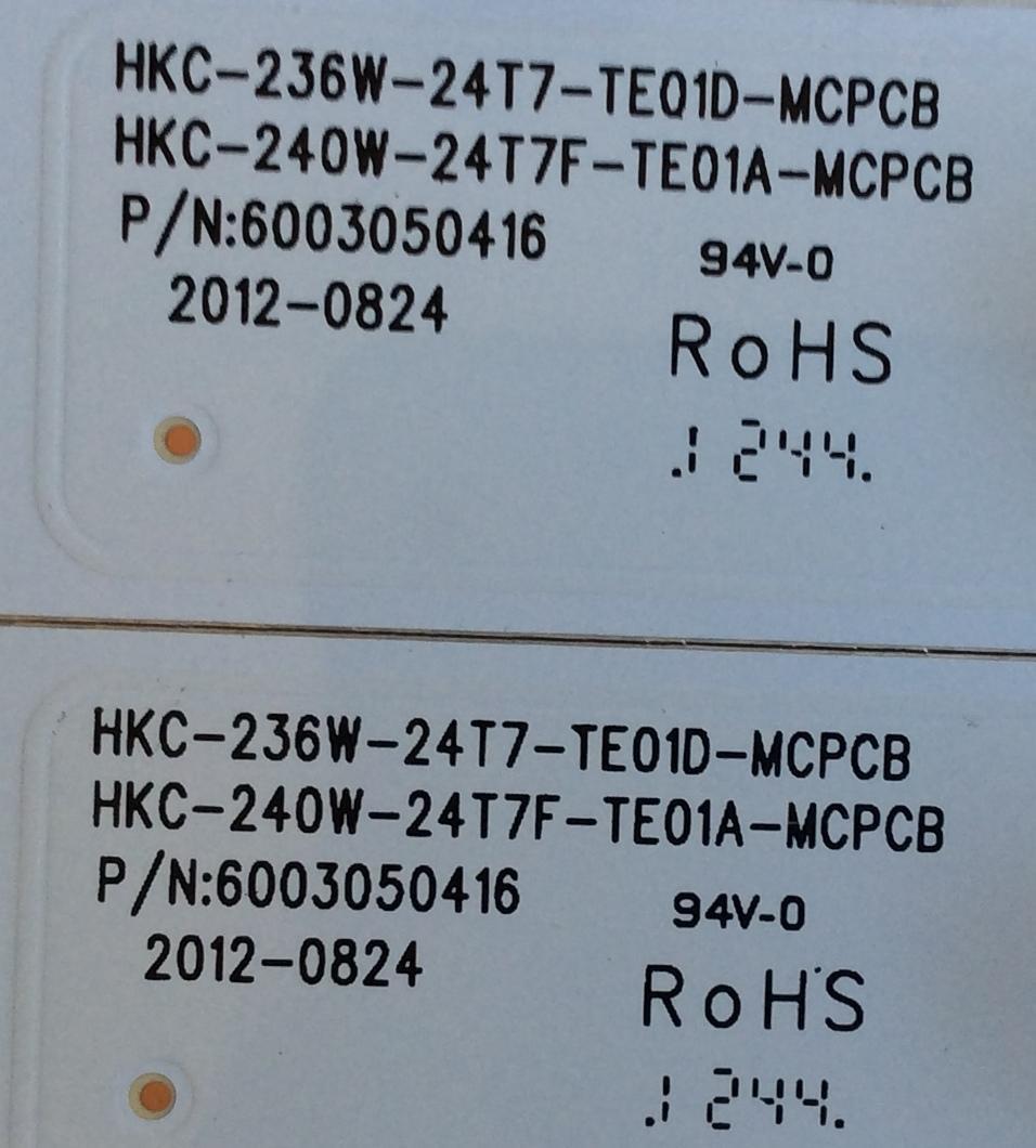 KIT DE LED'S PARA TV (2 PIEZAS) / DIGITREX / 6003050416 / HKC-236W-24T7-TE01D-MCPCB / HKC-240W-24T7F-TE01A-MCPCB / PANEL 6050090001 / MODELO LED24T7TEHM - Imagen 3