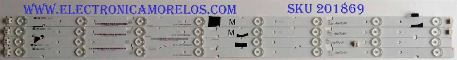 KIT DE LED'S PARA TV ( 4 PIEZAS) / VIZIO / IC-E-VZAA39D266A / IC-E-VZAA39D266B / IC-E-VZAA39D266C / BG-F115M7RP40F / PANEL V390HJ1-P02 REV:C1 / 