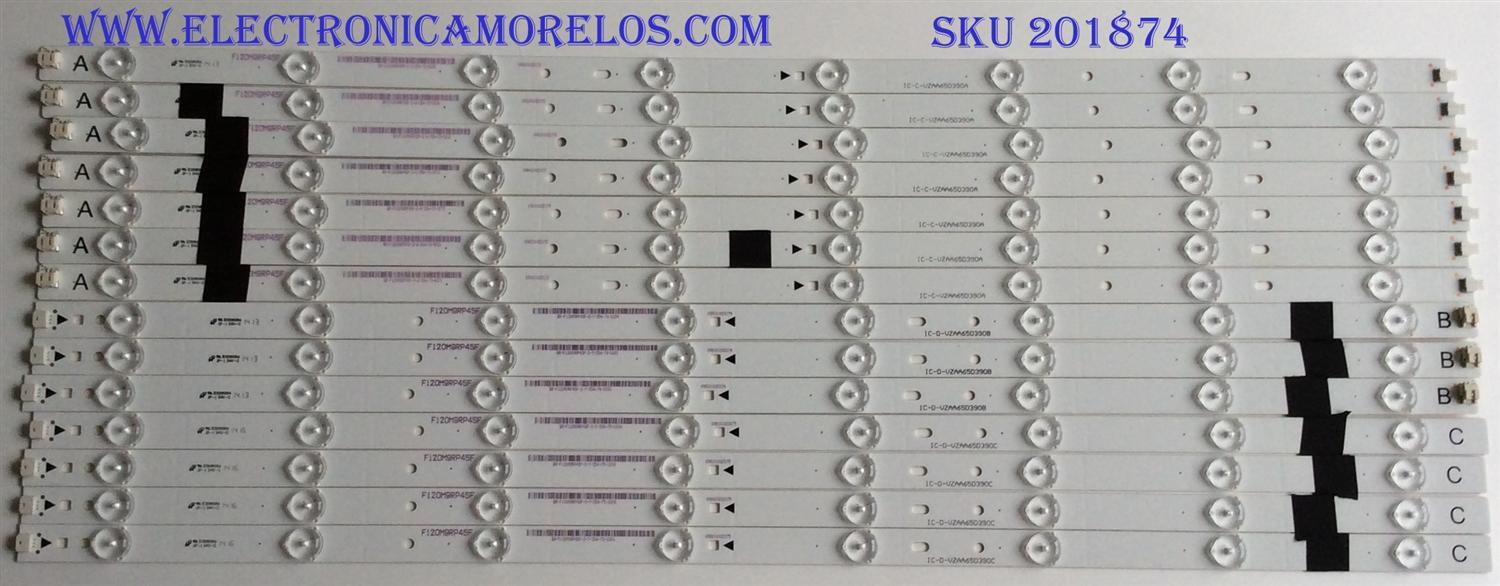 KIT DE LED'S PARA TV (14 PIEZAS)  / JVC / IC-C-VZAA65D390A / IC-D-VZAA65D390B / IC-D-VZAA65D390C / PANEL T650HVN05-B / MODELO EM65FTR