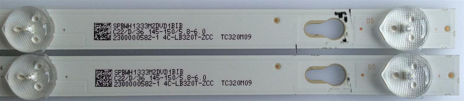 KIT DE LED'S PARA TV (2 PIEZAS) / TOSHIBA / 303TC320037 / TCL32D05-ZC22AG-14 / 4C-LB320T-ZCC / PANEL T8-32FY190-LPBX1 /  - Imagen 2