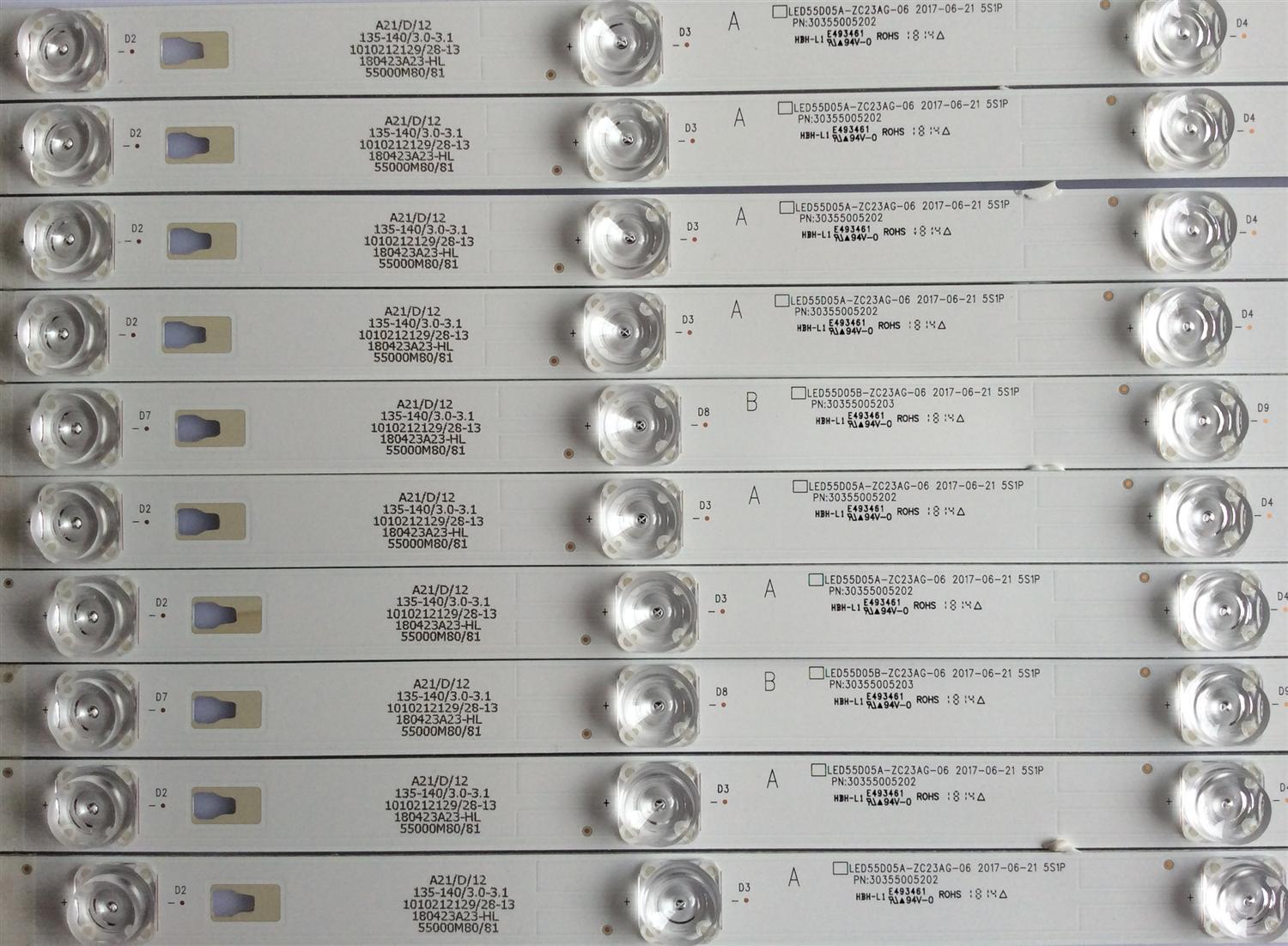 KIT DE LED'S PARA TV (10 PIEZAS) / JVC /  30355005202 / 30355005203 / 55000M80/81 / LED55D05A-ZC23AG-06 / PANEL LC546PU2L02 / MODELO LT-55MA877 - Imagen 3