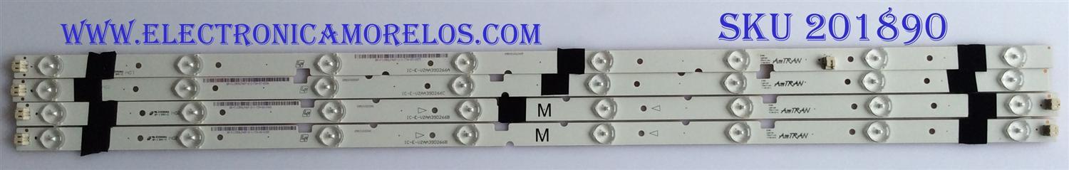 KIT DE LED'S PARA TV VIZIO ((4 PIEZAS)) / NUMERO DE PARTE IC-E-VZAA39D266A / IC-E-VZAA39D266B / IC-E-VZAA39D266C / PANEL T390HVN04.0 / MODELO E390-B0