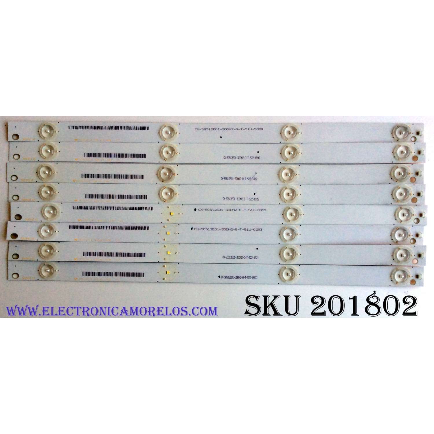 KIT DE LED'S PARA TV (8 PIEZAS) / INSIGNIA 500TV03 V0 / CX-50S12E01 / E74739 / CX-50S12E01-3DDN2-0-T-522 / PANEL T500HVN07.5 / 96.50S12.C01 / PANEL NS-50D420NA16