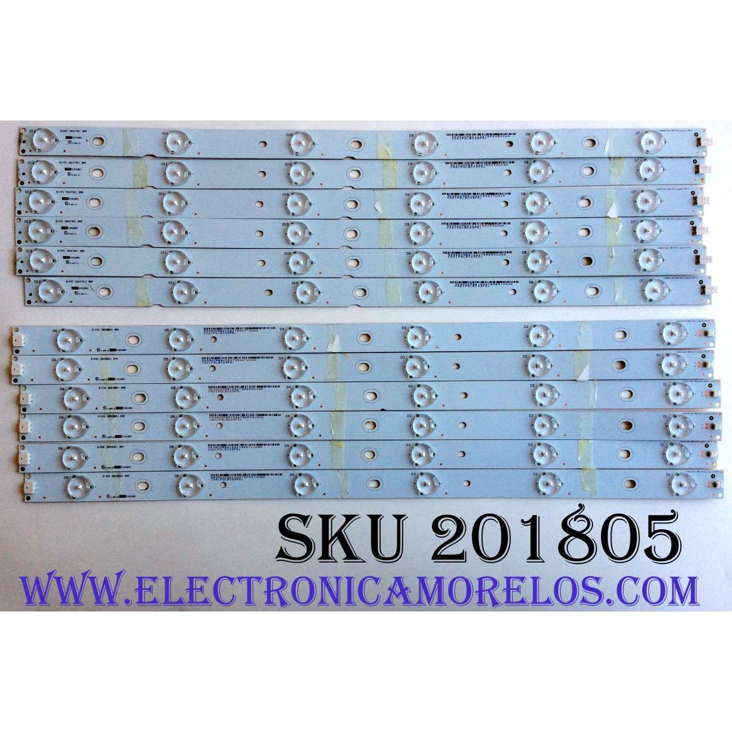 KIT DE LED'S PARA TV (12 PIEZAS) / HISENSE 1179736 / SVH550AQ0 / PC64438 / E320262 / SVH550AQ0_Rev00_RJW1_7LEDX10_161108 / PANEL HD550K3U52\S6\GM\CKD\ROH / MODELO 55H60