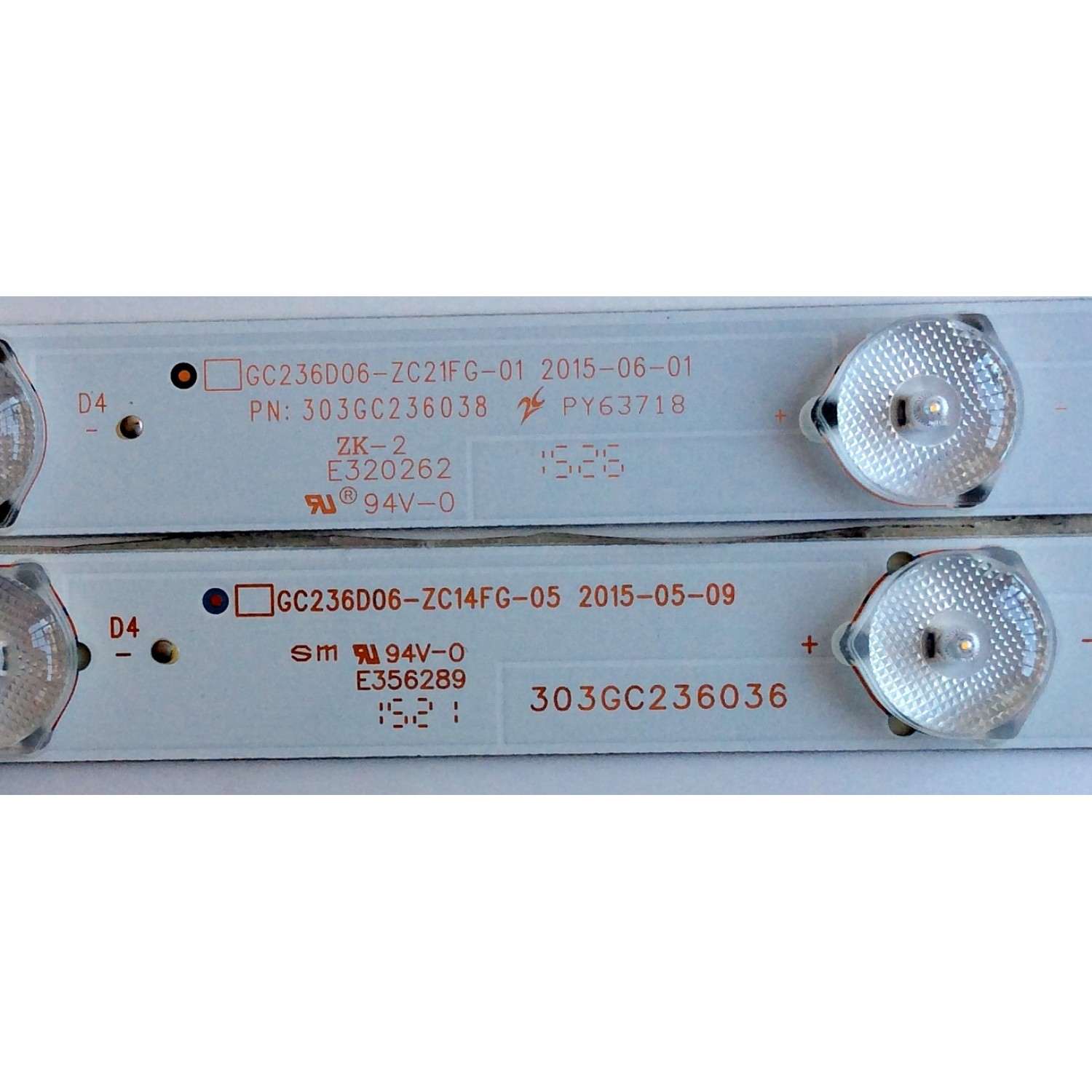 KIT DE LED'S PARA TV (2 PIEZAS) / ELEMENT GC236D06-ZC21FG-01 / 303GC236038 / PY63718 / 100-105/3.1-3.2 / 2010007641-2 / 2010019492-1 / 150629B17 / 150602A3 / 2447620630T-04 / 2447620630T-07 / PANEL BOEI236WX1 / MODELO ELEFW248 - Imagen 2