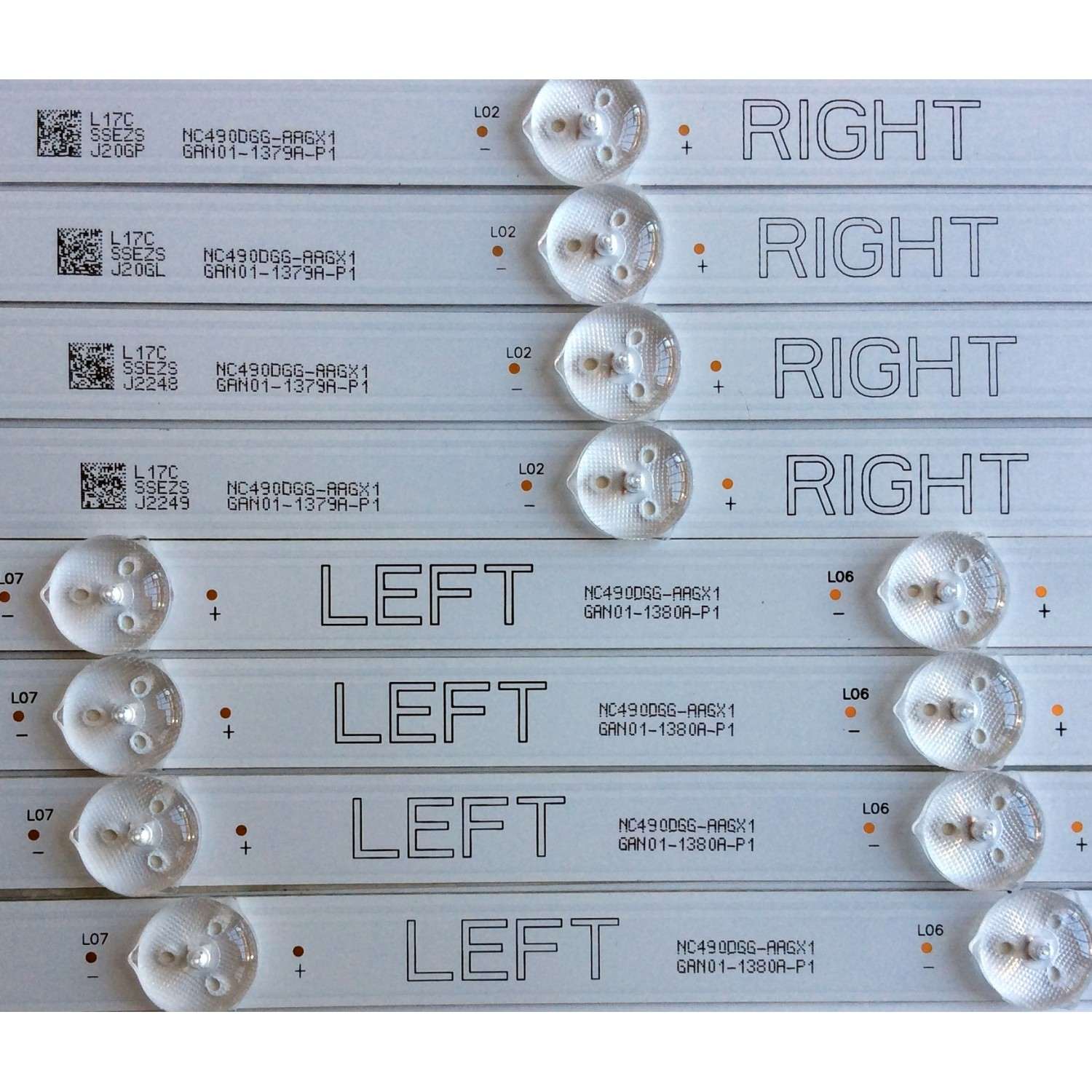 KIT DE LED´S PARA TV LG 8 PIEZAS ORIGINALES / NUMERO DE PARTE NC490DGG-AAGX1 / GAN01-1380A-P1 / GAN01-1379A-P1 / L17C / SSEZS / L17CSSEZS / PANEL NC490DGG / MODELO 49UK6300PUE / 49UK6090PUA / 49UM6900PUA / 49UM6950DUB - Imagen 2