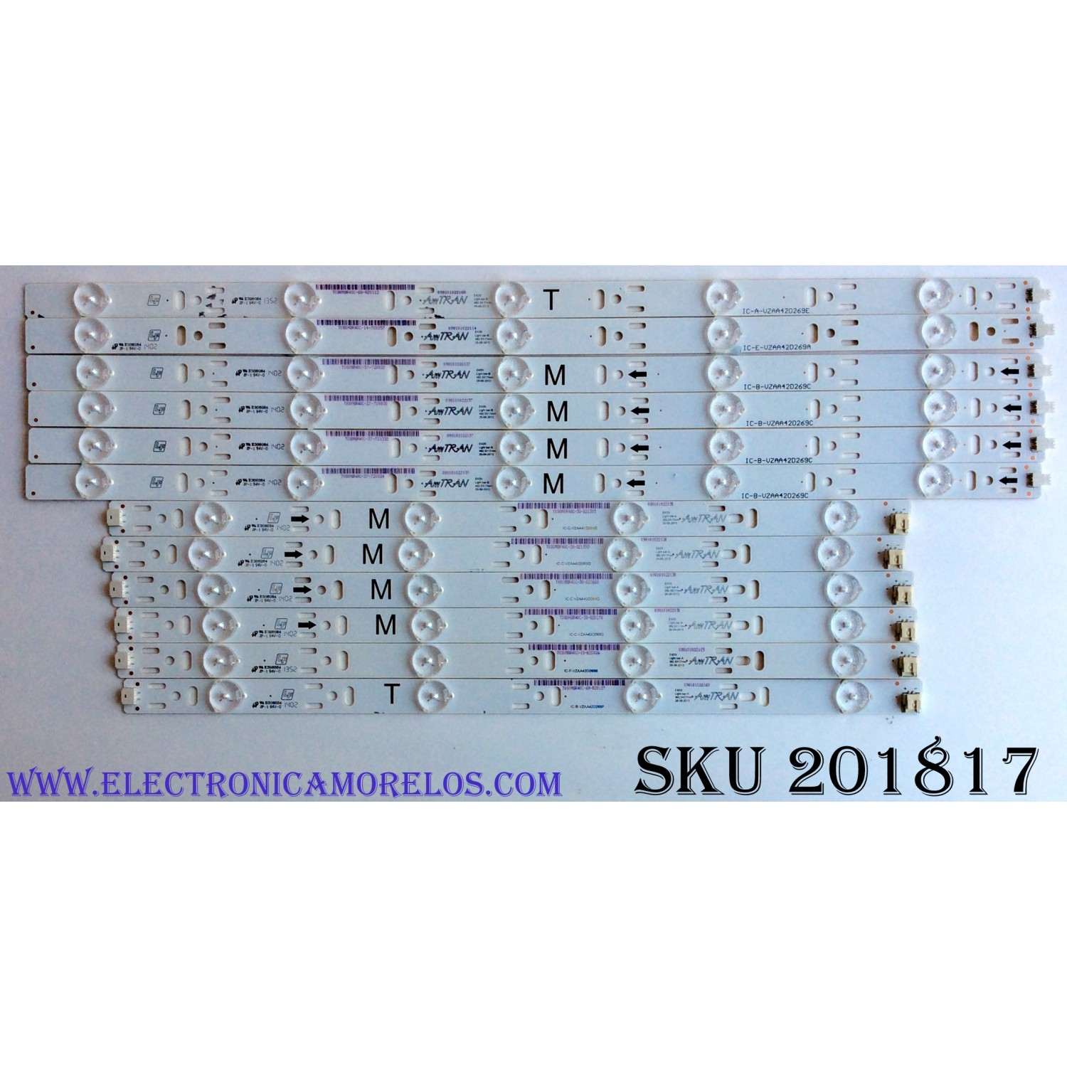 KIT DE LED'S PARA TV (12 PIEZAS) / VIZIO IC-E-VZAA42D269A / IC-A-VZAA42D269E / IC-B-VZAA42D269C / IC-F-VZAA42D269B / IC-B-VZAA42D269F / IC-C-VZAA42D269D / 098101022114 / 098101022115 / PANEL T420HVN06.0 / MODELO E420I-B0 LAQAPTAQ / E420I-B0 LATAPTAQ