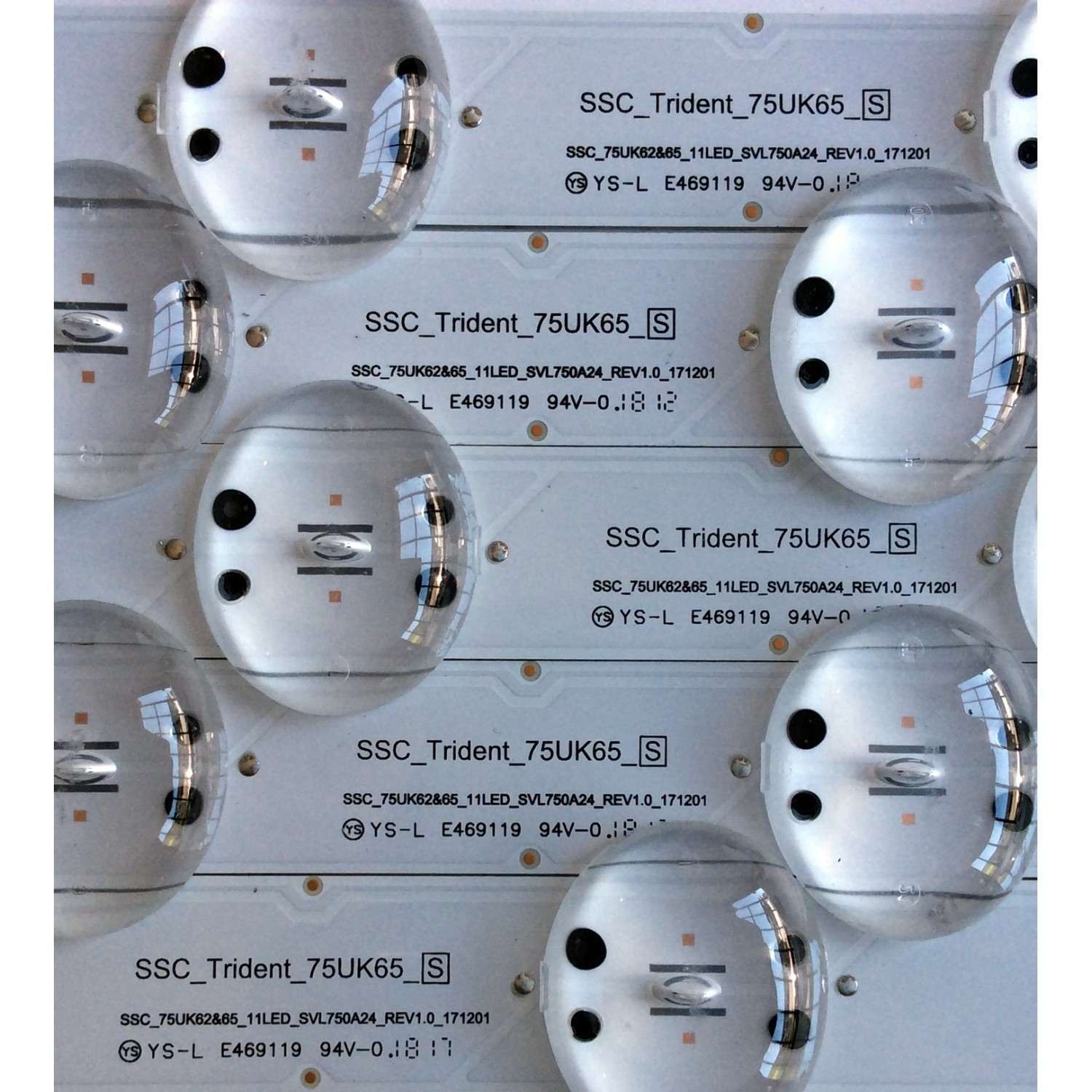 KIT DE LED'S PARA TV (5 PIEZAS) / LG SSC_TRIDENT_75UK65_S / 75UK62&amp;65 / SVL750A24 / 171201 / SSC_75UK62&amp;65_11LED_SVL750A24_REV1.0_171201 / E469119 / PANEL NC750DQE-AAGR1 / MODELOS 75UK6570PUB / 75UK6570PUB.BUSWLOR / 8H1L0029 - Imagen 3
