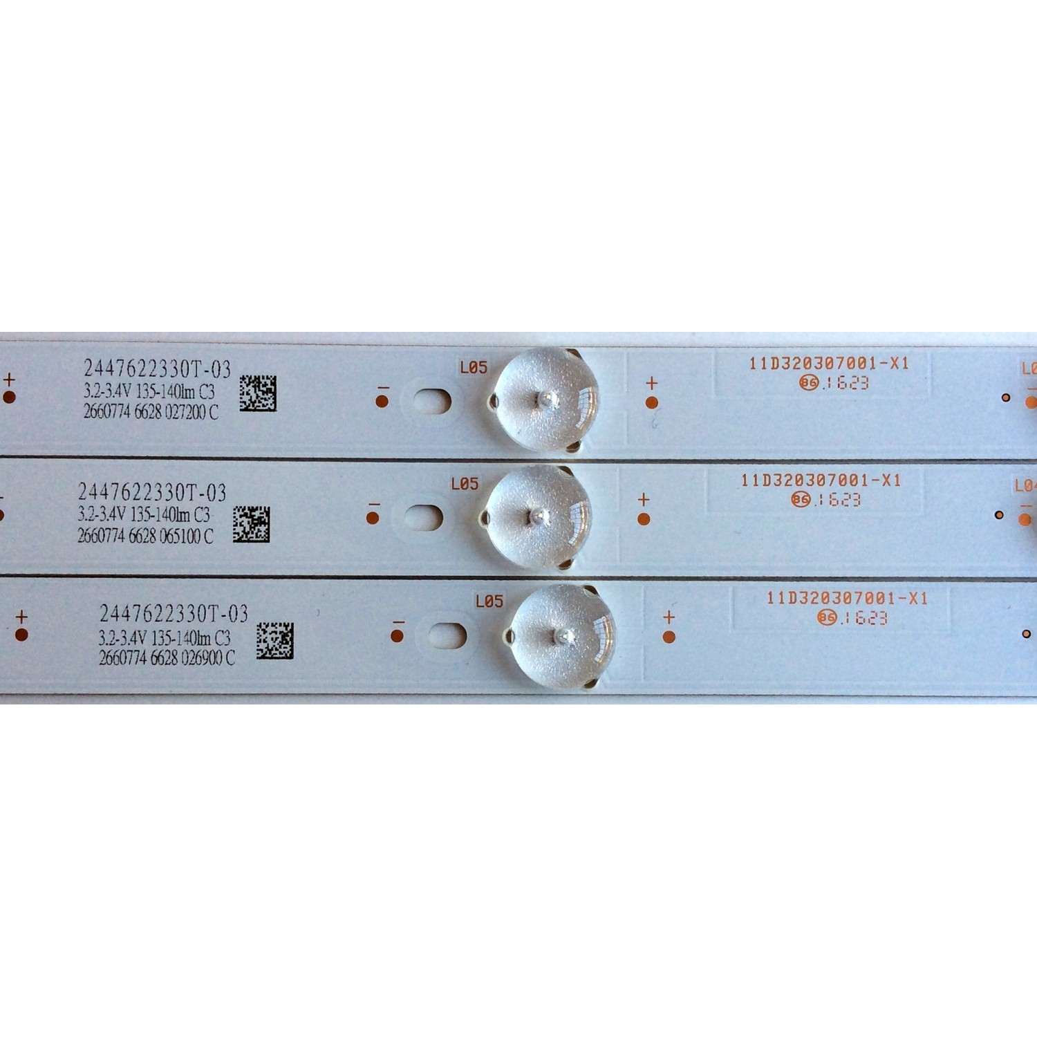 KIT DE LED'S PARA TV (3 PIEZAS) / ELEMENT 11D320307001-X1 / 2447622330T-03 / 2660774 / PANEL HV320WHB-NB1 / BOEI320WX1-01 MODELOS ELEFW328 J6B6M / ELEFW328 LE32GJL4-B3 - Imagen 2