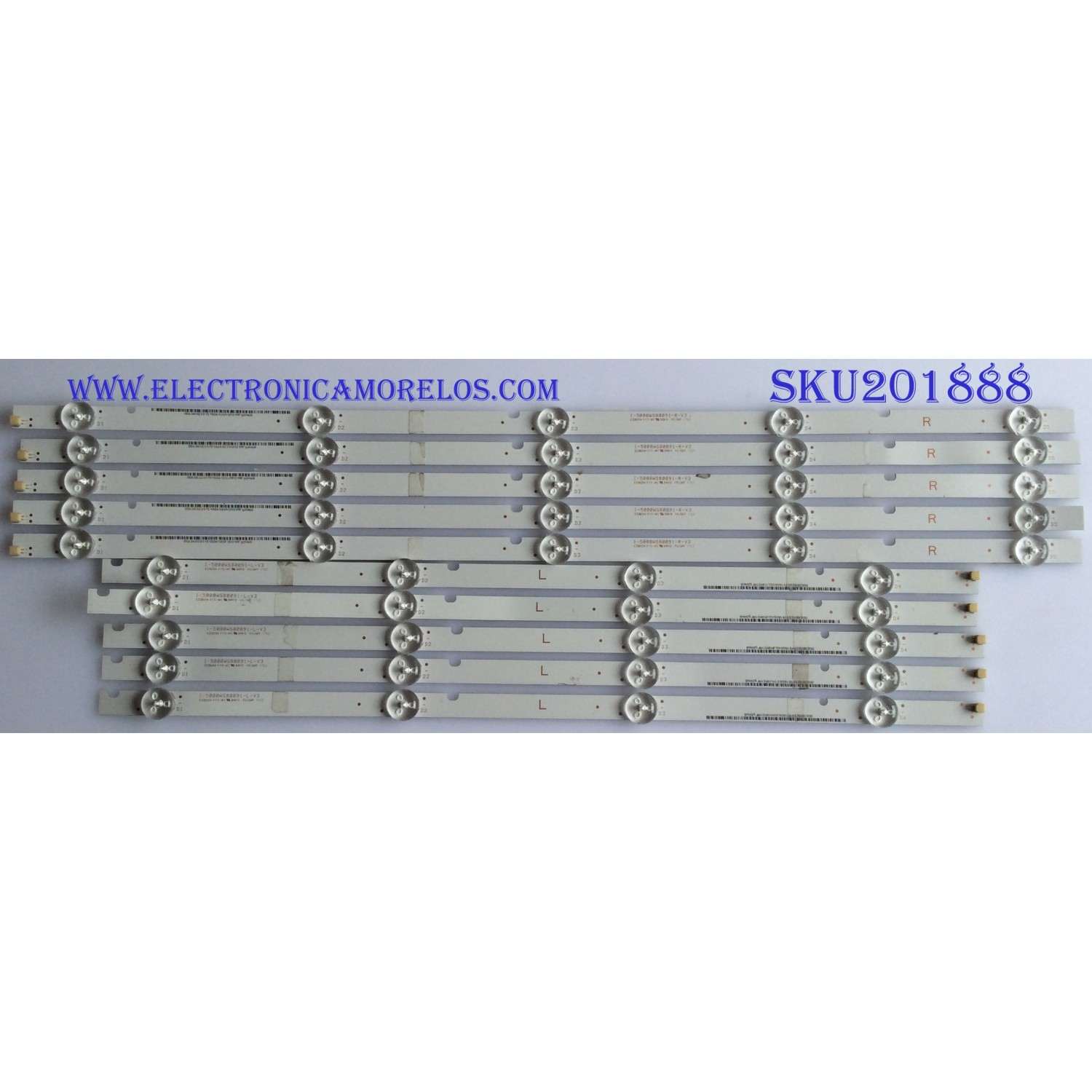 KIT DE LED'S (10 PIEZAS) / VIZIO / I-5000WS80091 / I-5000WS80091-L-V3 / PANEL UT-550T32508 / MODELO E50-F2