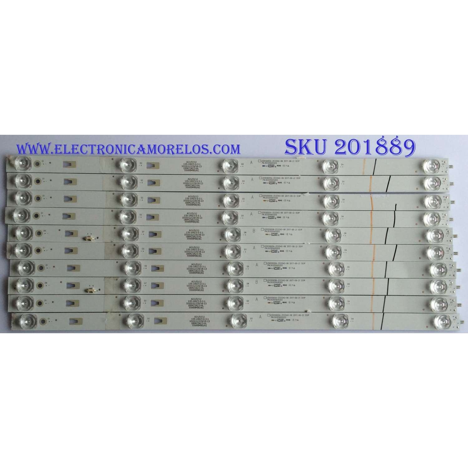 KIT DE LED'S PARA TV (10 PIEZAS) / JVC /  30355005202 / 30355005203 / 55000M80/81 / LED55D05A-ZC23AG-06 / PANEL LC546PU2L02 / MODELO LT-55MA877