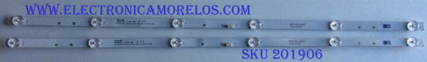 KIT DE LEDS PARA TV SHARP ORIGINAL 2 PIEZAS / NUMERO DE PARTE SVGC320_3030_6LED_REV04_20170728 / 344761000194000 / 70401-00603 / 170V06D / PANEL BOEI320WX1-01 BOE / MODELOS LC-32Q5200U / LC-32Q5230U