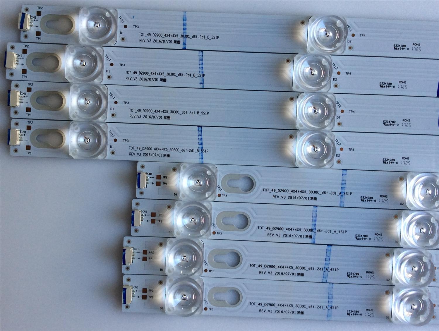 KIT DE LED`S PARA TV TCL ((8 PIEZAS)) / NUMERO DE PARTE 4C-LB4904-YH04J / 4C-LB4905-YH04J / TOT_49_D2900_4X4+4X5_3030C_D6t-2d1_A_4S1P / TOT_49_D2900_4X4+4X5_3030C_D6t-2d1_B_5S1P / PANEL LVU485ND1L / MODELOS 49S350 / 49S403TCBA / 49S403TBAA - Imagen 2