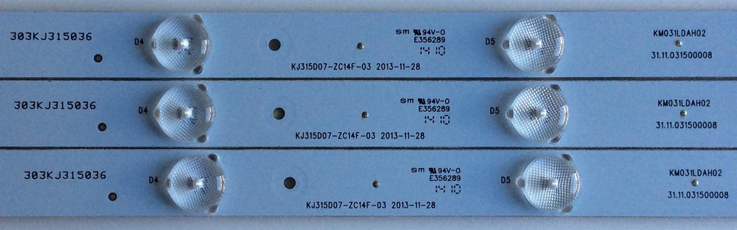 KIT DE LED´S PARA TV (3PIEZAS) / UPSTAR /  KM031LDAH02 / 31.11.031500008 / 303KJ3155036 / KJ315D07-ZC14F-03 / PANEL KM0315LDPH04-HO3 / MODELO P32WX - Imagen 2