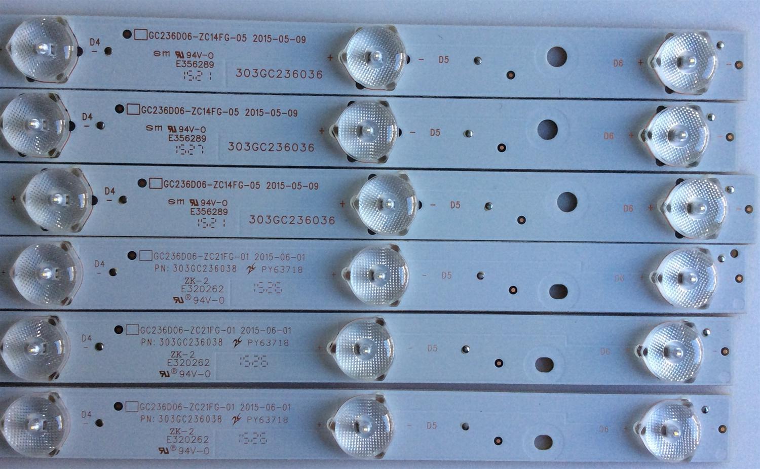 KIT DE LED'S PARA TV (6 PIEZAS) / ELEMENT / 303GC236038 / GC236D06-ZC21FG-01 / GC236D06-ZC14FG-05 / 2447620630T-04 / PANEL  BOEI236WX1 / MODELO ELEFW248  - Imagen 2