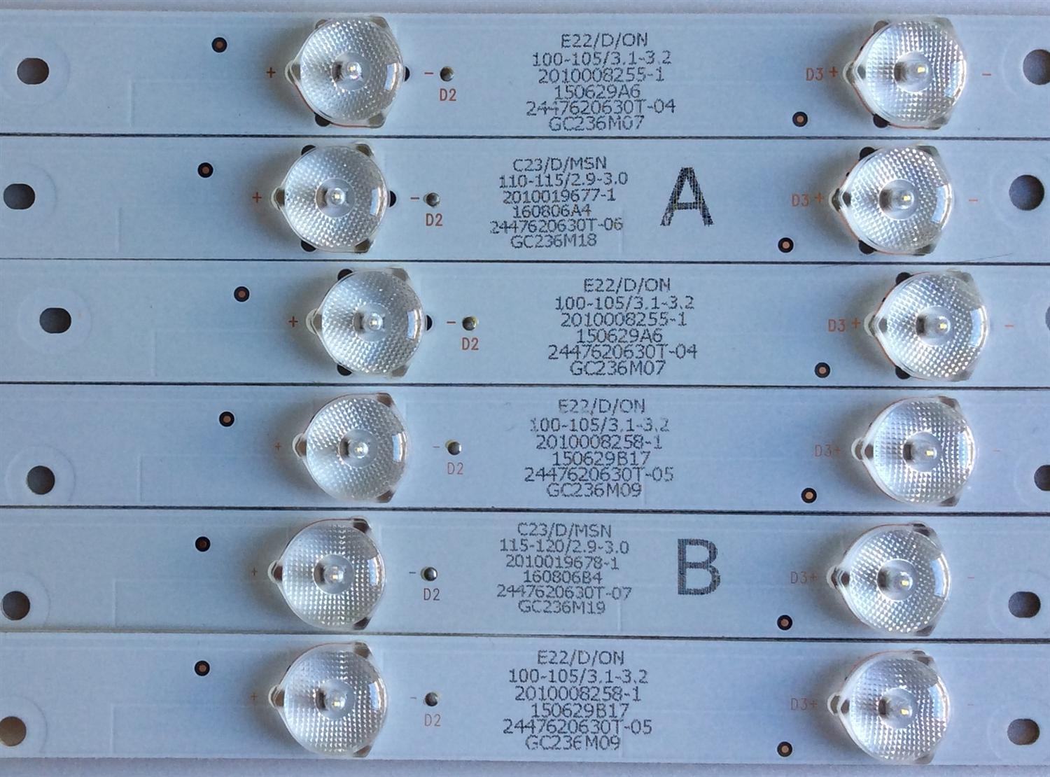 KIT DE LED'S PARA TV (6 PIEZAS) / ELEMENT / 303GC236038 / GC236D06-ZC21FG-01 / GC236D06-ZC14FG-05 / 2447620630T-04 / PANEL  BOEI236WX1 / MODELO ELEFW248  - Imagen 3