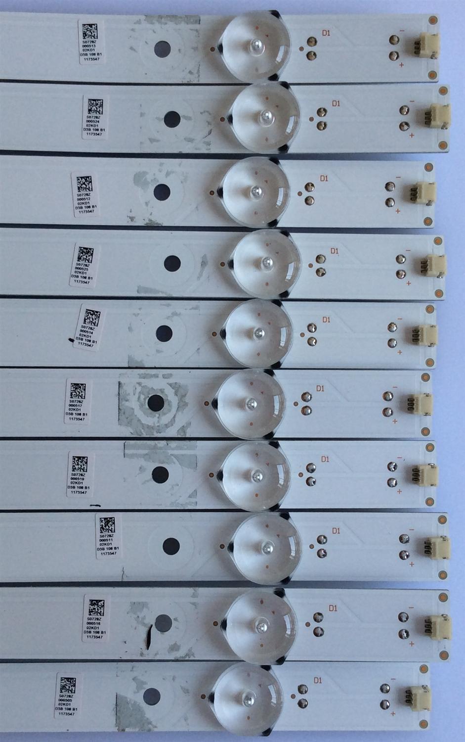 KIT DE LED'S PARA TV / (10 PIEZAS) / HISENSE / 1173547 / SVH550AQ0_REV00_RJW1_7LEDX10_161108 / D3B 108 B1 / PANEL HD550K3U82-K1\S0\GM\ROH / MODELO 55H7D - Imagen 3