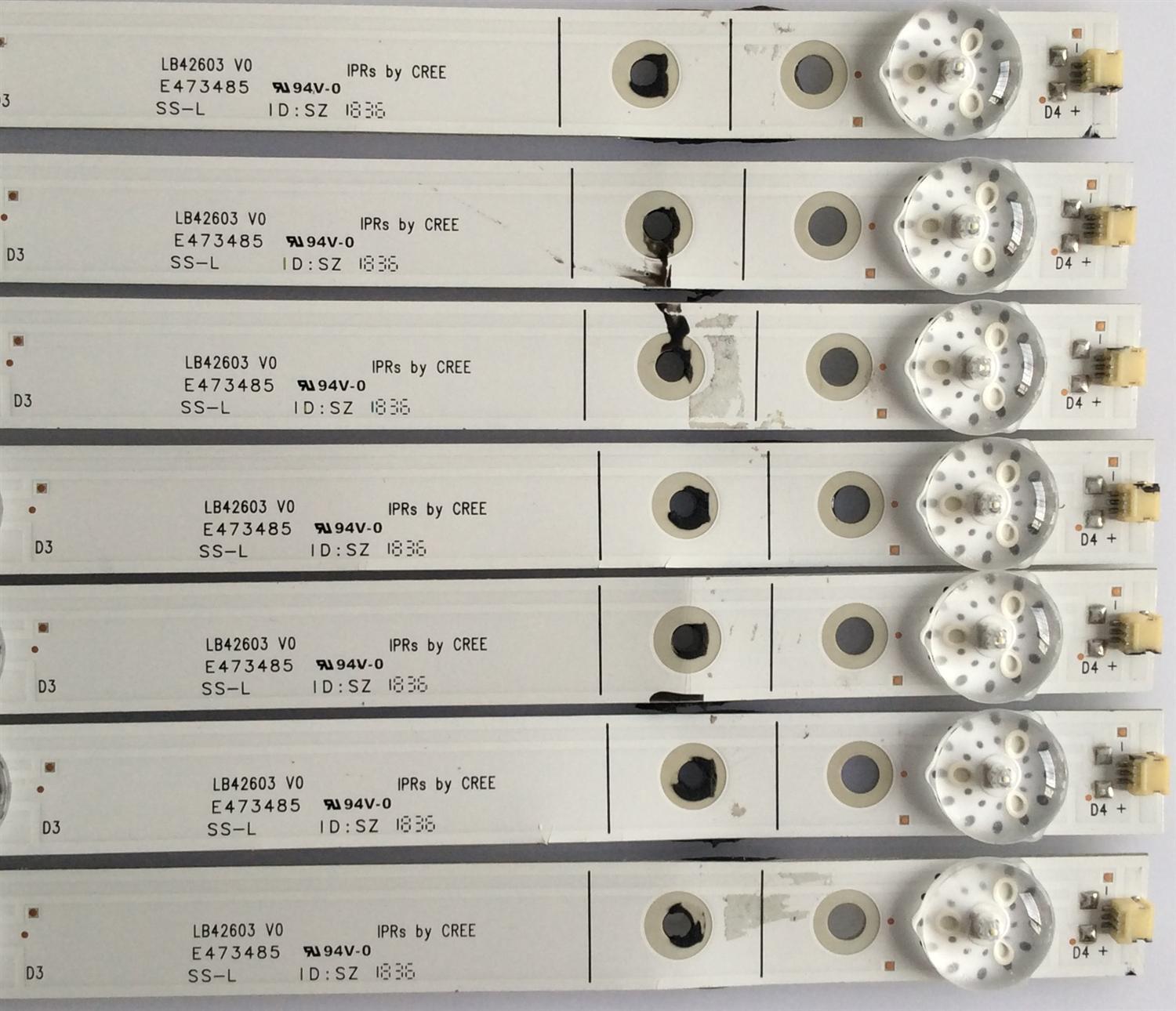 KIT DE LED´S PARA TV HISENSE (7 PIEZAS) NUMERO DE PARTE LB42603 V0 / 1197072 / 6B37 / PANEL'S JHD426N2F71-QL / HV430FHB-N10 / MODELO 43H4E - Imagen 3