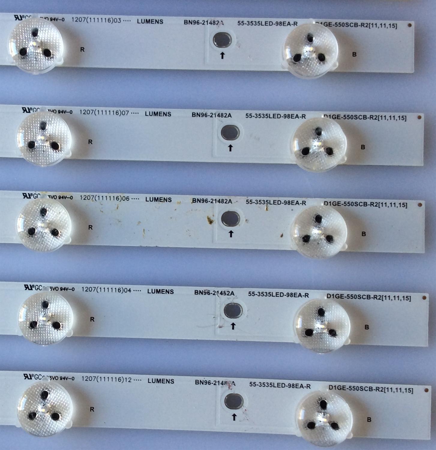 KIT DE LED'S PARA TV / SAMSUNG / BN96-21482A / BN96-21481A / 55-3535LED-98EA-R / 55-3535LED-98EA-L / D1GE-550CB-R2 / PANEL LTJ550HJ07-V / MODELO UN55EH6050F / NOTA IMPORTANTE : KIT CUENTA ORIGINALMENTE 14 PIEZAS ((INCOMPLETO 12PIEZAS))       - Imagen 5