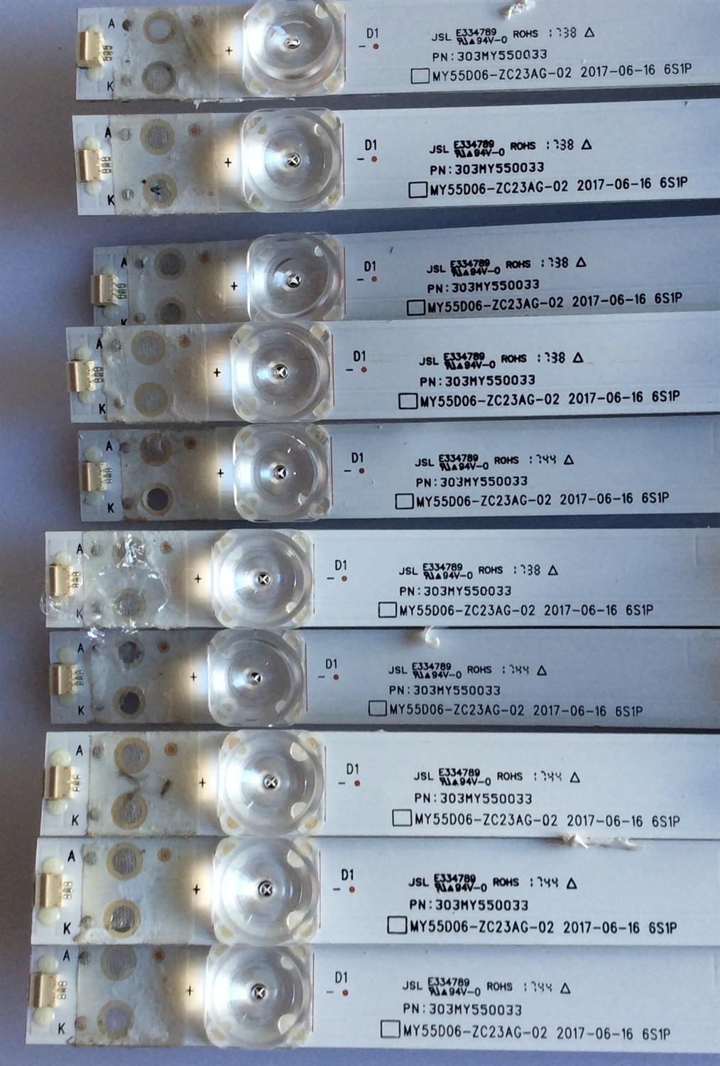 KIT DE LED'S PARA TV (10 PIEZAS) / JVC / 303MY550033 / MY55D06-ZC23AG-02 / 203-011-0038H MY550M01 / MODELO LT-55E770 - Imagen 4