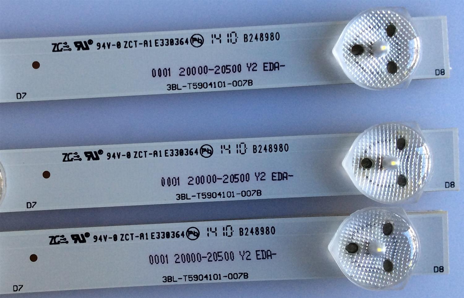 KIT DE LED'S PARA TV (3 PIEZAS) / 3BLT5904101-007B / 0001 20000-20500 Y2 EDA / PANEL 705-315-D31XT-01NH / - Imagen 2