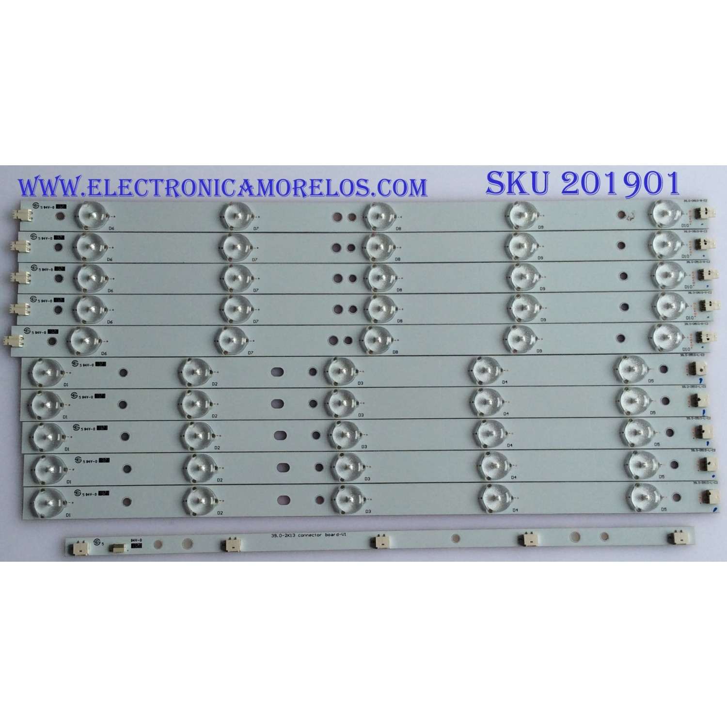 KIT DE LED'S PARA TV (10 PIEZAS) / VIZIO / 39.0-D510-L-C2 / 39.0-D510-R-C2 / EPILB67F7C705-F46 / PANEL TPT390J1 - HVN04 REV:S000E / MODELO E390-A1