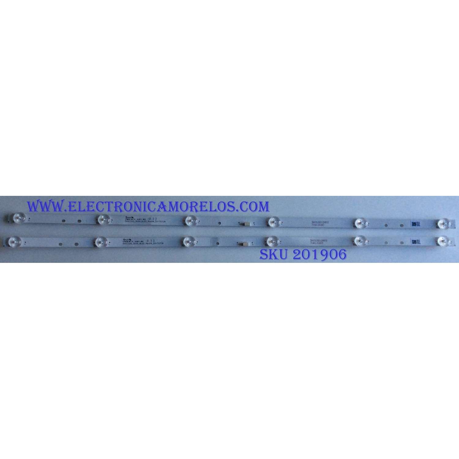 KIT DE LEDS PARA TV SHARP ORIGINAL 2 PIEZAS / NUMERO DE PARTE SVGC320_3030_6LED_REV04_20170728 / 344761000194000 / 70401-00603 / 170V06D / PANEL BOEI320WX1-01 BOE / MODELOS LC-32Q5200U / LC-32Q5230U
