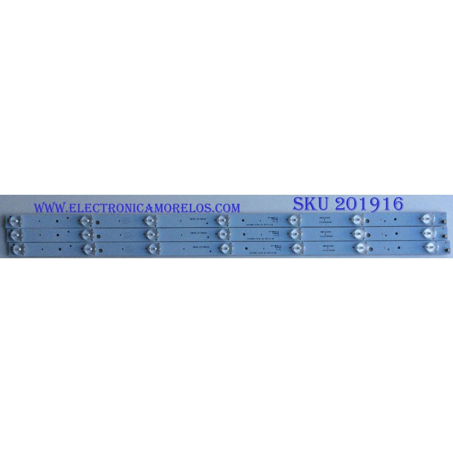 KIT DE LED´S PARA TV (3PIEZAS) / UPSTAR /  KM031LDAH02 / 31.11.031500008 / 303KJ3155036 / KJ315D07-ZC14F-03 / PANEL KM0315LDPH04-HO3 / MODELO P32WX